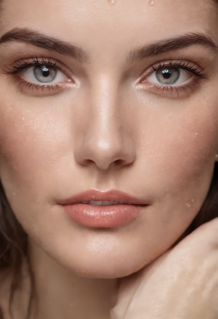 There is a close-up of a woman's face and eyes,Water droplets on the face Hyper-realistic oil painting, ultrarealistic oil painting, ultrarealistic oil painting, Hyper-realistic painting, ultrarealistic oil painting, Detailed realistic painting, ultrarealistic oil painting, Ultra-Realistic Illustrations, Beautiful photorealistic images, ultrarealistic oil painting, Ultra-realistic soft art 8k ultra-realistic, High detail Depth of field,full bodyesbian (8k,RAW photos,best qualtiy,tmasterpiece:1.2) Ultra-realistic up close ,Lifelike texture, Dramatic lighting , cine still 800,
