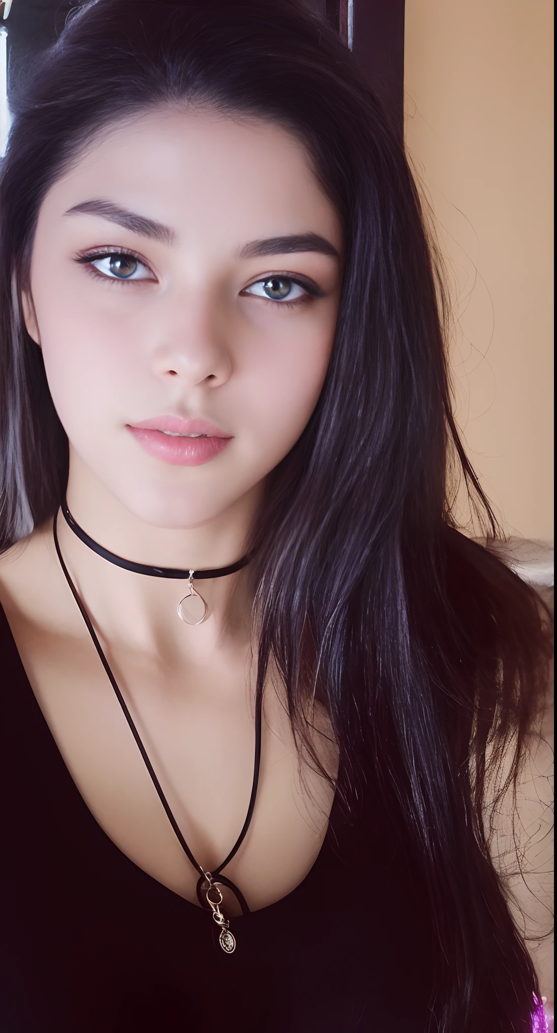 photo of a 25 years old european girl, RAW, beautiful woman, (extra long wavy brown hair), ((portrait)), ((detailed face:1.2)), ((detailed facial features)), (finely detailed skin), pale skin, (high detailed deep cleavage cyberpunk steel dress), cyberpunk megacity environment, (cold colors), damp, moist, reflections, (masterpiece) (perfect proportion)(realistic photo)(best quality) (detailed) photographed on a Canon EOS R5, 50mm lens, F/2.8, HDR, (8k) (wallpaper) (cinematic lighting) (dramatic lighting) (sharp focus) (intricate)