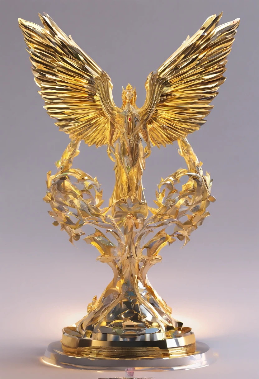 Game avatar frame with a circular metal border and multiple metallic wings,golden colored,shiny,Diamond decoration,brightly,decorations,Digital illustration,Thick coating,with black background,4k,超詳細,Purple glass,Surrounded by artistic metal,3d,Three-dimensional structure。high saturated,liquid splashes