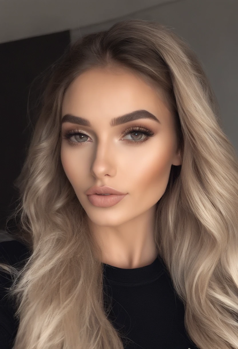 Rapaz moreno com cabelo curto. camiseta preta. Barba rala, tirando uma selfie, rosto sexy com maquiagem completa, maquiagem sutil, Retrato Sophie Mudd, Cara Sexy, impeccable face, natural soft pale skin, rosto perfeito ), beautiful face and flawless skin, Foto retrato suave 8 k, sexy look at the camera, lindo rosto delicado, belo rosto delicado, soft flawless pale skin, maquiagem macia