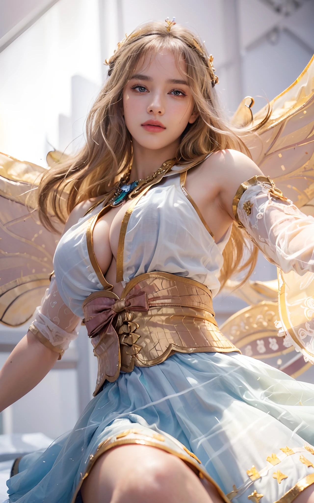 (RAW photo:1.2), ((photorealistic:1.4),(masterpiece:1.3),(best quality:1.4),ultra high res,(detailed facial features),(detailed clothes features),HDR,8k resolution, 1 girl, blush, perfect eyes, crown