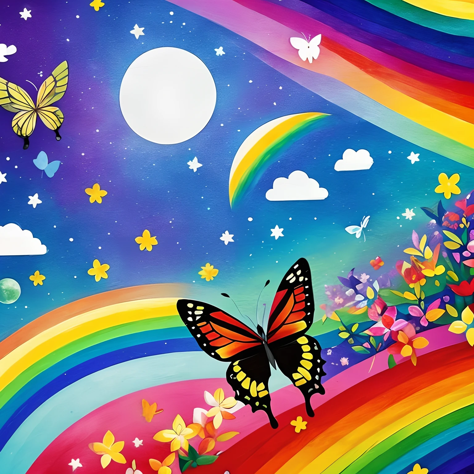 rainbows、Rainbow around the moon、Flower Spirit, Small, Butterfly wings