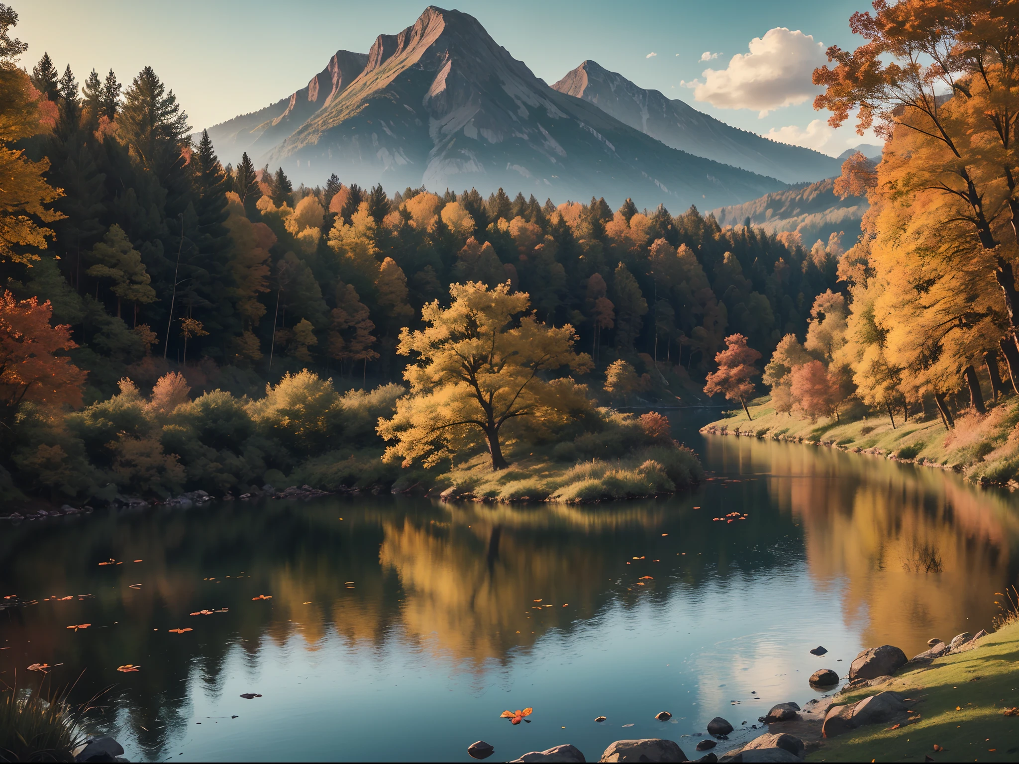 (ultra-detailed,realistic,photorealistic:1.37),(best quality,4k,8k,highres,masterpiece:1.2),natural scenery,stunning landscapes,autumn beauty,beautiful sunset,riverbank,amazing view,Fujifilm XT3,captivating scenery,raw photography,high-quality,fine details,vivid colors,sharp focus,tranquil ambiance,autumn foliage,serene waters,glowing skies,rustling leaves,majestic mountains,reflecting waters,peaceful atmosphere,golden sunlight,fall colors,crisp air,magical twilight,lush greenery,harmonious colors,ethereal scenery,enchanting hues,serene and majestic,serenity of nature,serene panorama,serene and captivating,mesmerizing beauty,picturesque view,immersive experience,colorful palettehigh detail, cinematic lighting, Fujicolor, viewfinder, Hasselblad, UHD, masterpiece, ccurate, super detail, high details, high quality, best quality, highres, 16k