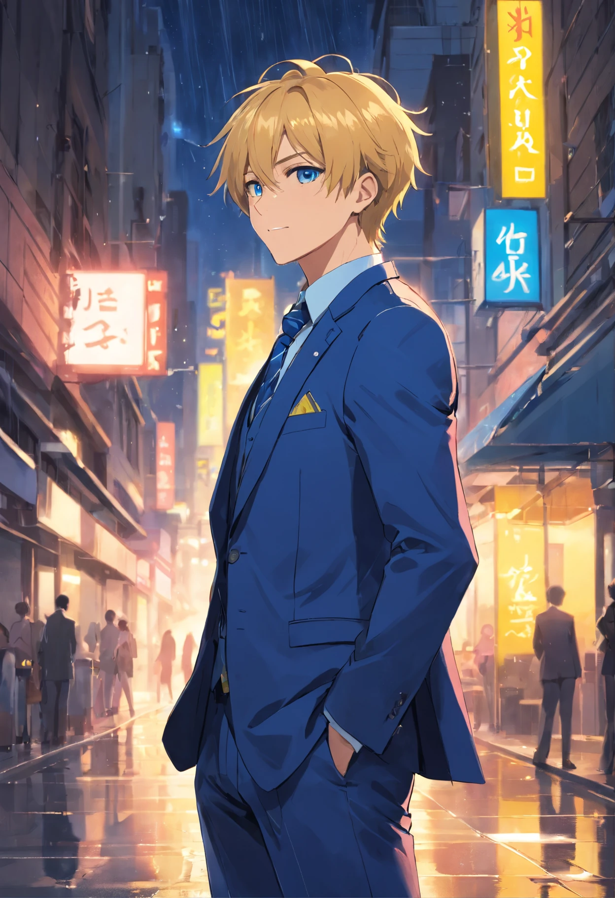 (Front view:1.4),sbeard,groomed beard,45 yers old,Dandiman ,The composition of the upper body,Makoto Shinkai's painting style,jpn,(A smile:1.3),ridicule,A tall man,sbeard, Delicate facial features like an actor,(short detailed hair:1.4),Real brunette hair, (Dark blue suit:1.5)、Dark blue tie,musculous, Eyes are brown, Night sky starry sky background,(1 Adult male),A high resolution, Sharp focus, Pixiv masterpiece, ((Complicated details)), highly detailed, natsuki_subaru, 1 man,perfect male figure,Urine on the trouser leg, Nervously bow your head,is shy,embarressed,exhilarated,is shocked,panicking,worry,A pool of urine formed around him,Very eager to pee,Unbearable,Wet yourself,Urine discharge,full bodyesbian,sit astride,Tired,decadent, blue color eyes(eyes glowing), Short yellow hair,white shirt,Wear a tie,Wear a belt,trousers,perspire,Drenched,Get wet,pissing,urine flows down the pants,look from down