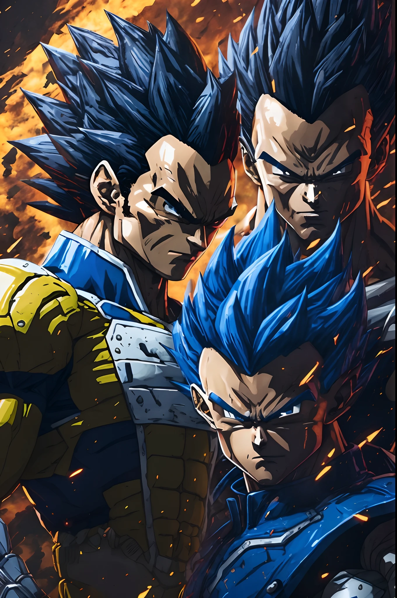 Dragon Ball para ir para aquele to-toe to-toe to the, Vegeta, prince vegeta, with vegeta head hair, arte chave, arte oficial, arte chave do anime, Arte Oficial, arte oficial do anime, badass anime 8 k, estilo de arte de dragon ball, super saiyajin azul, Dragon ball super, arte oficial altamente detalhada