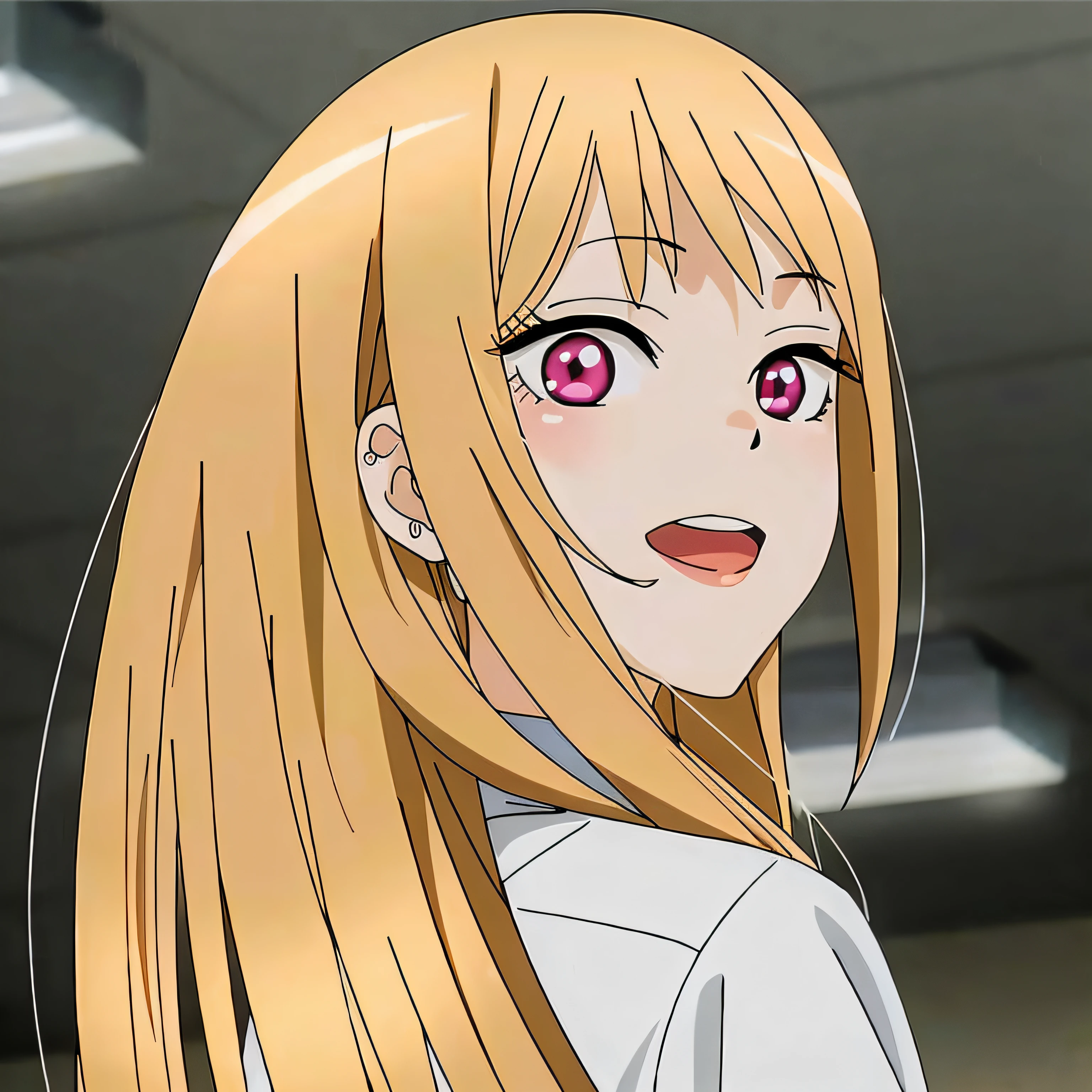 anime girl with long blonde hair and pink eyes looking at camera, anime girl named lucy, blonde anime girl with long hair, anime best girl, junko enoshima, female anime character, as an anime character, anime character, rei hiroe, asuna yuuki, in an anime, anime visual of a young woman, sougo okita