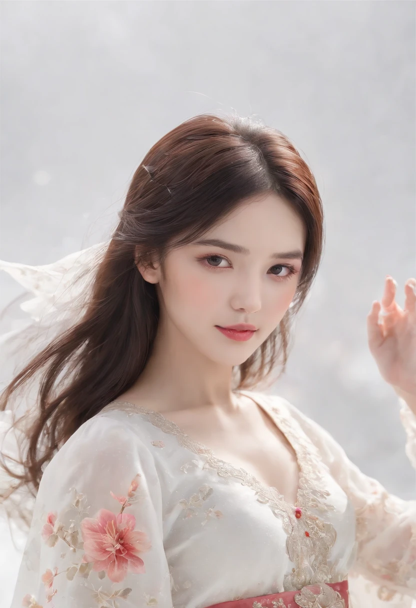 stechu,(white background:1.4), ((tachi-e)), original,(illustration:1.1),(best quality),(masterpiece:1.1),(extremely detailed CG unity 8k wallpaper:1.1), (colorful:0.9),(panorama shot:1.4),(solo:1.2), (ink splashing),(color splashing),((watercolor)), clear sharp focus,{ 1girl standing },((korean style )),flower background,outdoors,rocks, looking at viewer, make happy expressions,soft smile,pure,beautyfull detailed face and eyes,beautyfull intricacy clothing decorative pattern details, black hair,black eyes,colorwater
