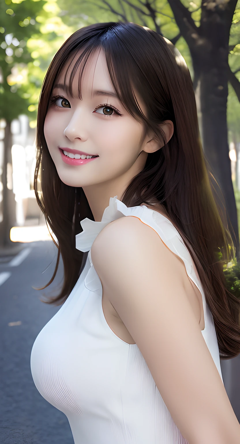 Walking in the park、looking at the camera、Sailor suit、