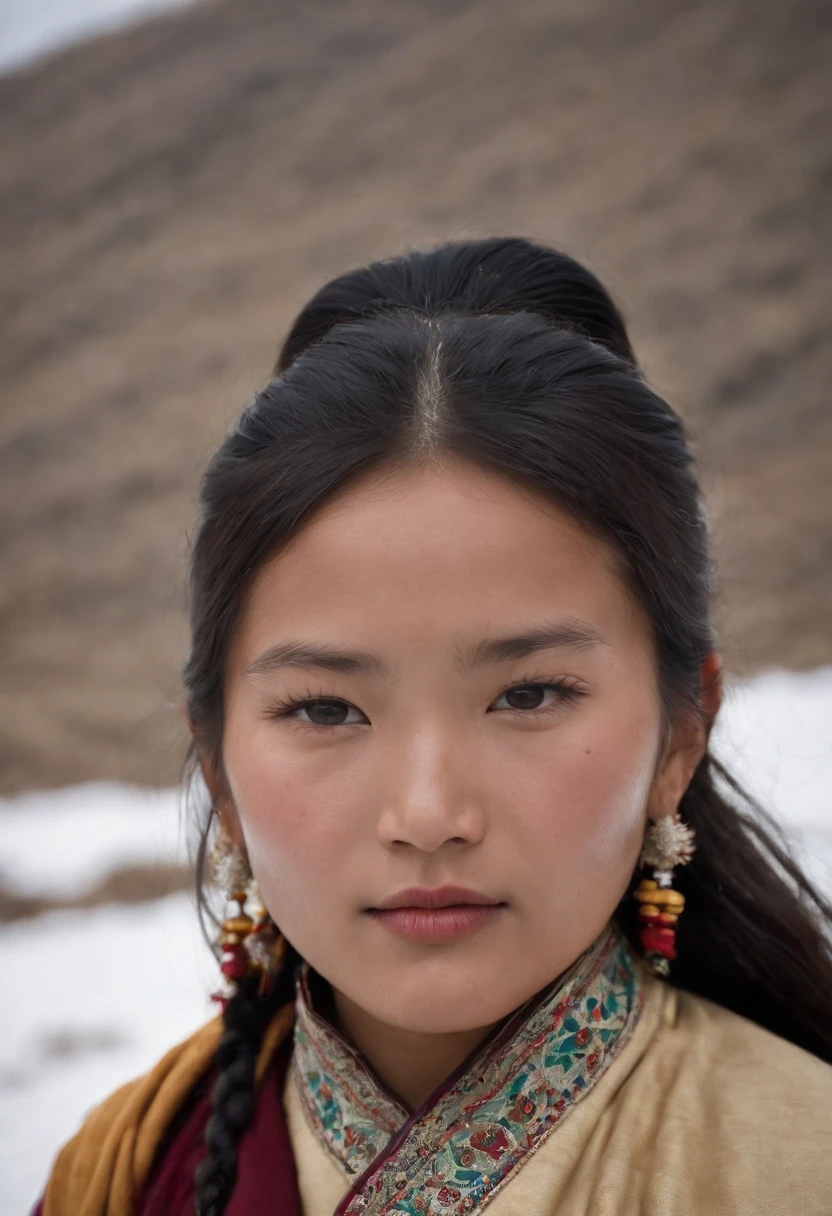 Tibeten lovely girl,Tibet Snow ,The 1970s,White smoke,Full of movement ,Hasselblad,National geographic photo,portrait