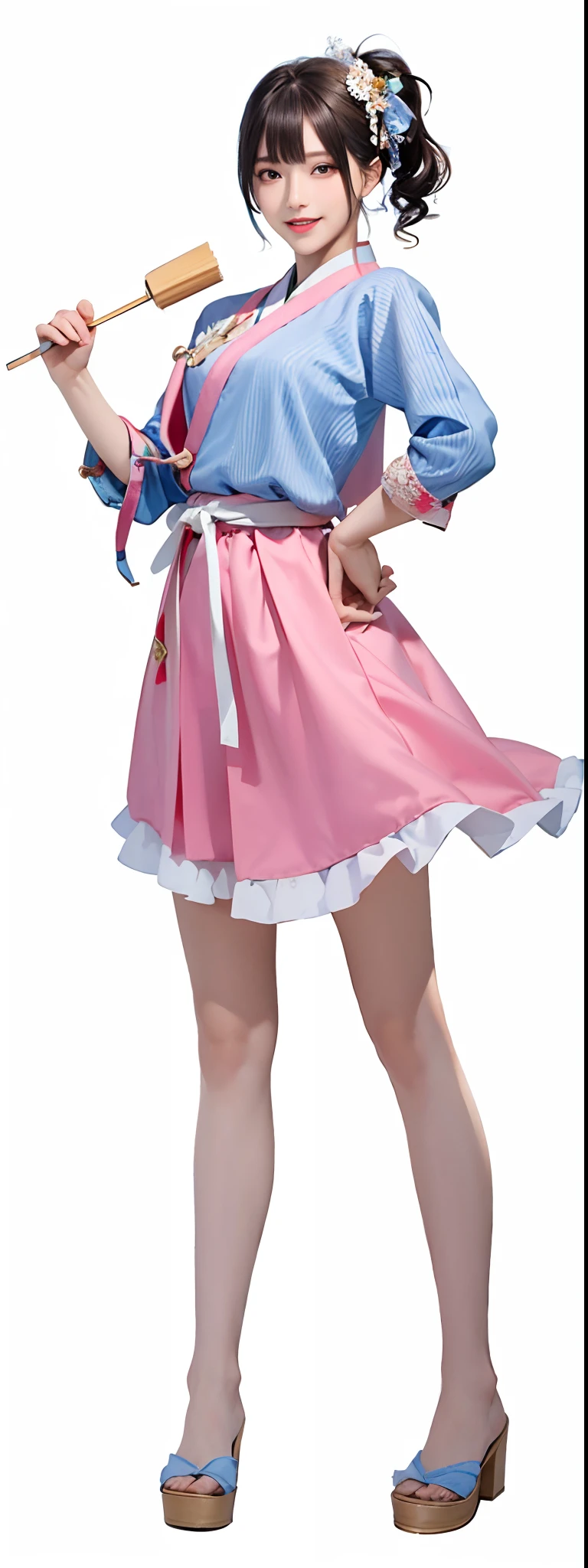 Korean girl,Lively and sexy, Smile Expression, Sexy Korean woman, Cook, Perfect leg shape, Perfect chest, perfect body figure, Wearing ancient hanbok, Fashionable hanbok, highly detailed whole body, high texture detail, extremely detaile, Extremely detailed eyes and face, 美丽细致的眼睛, Light on the face, An extremely delicate beauty, Extreme meticulousness, finedetail, edge lit, Highly meticulous, flawless perfection, Focus Clear, Eye for details,