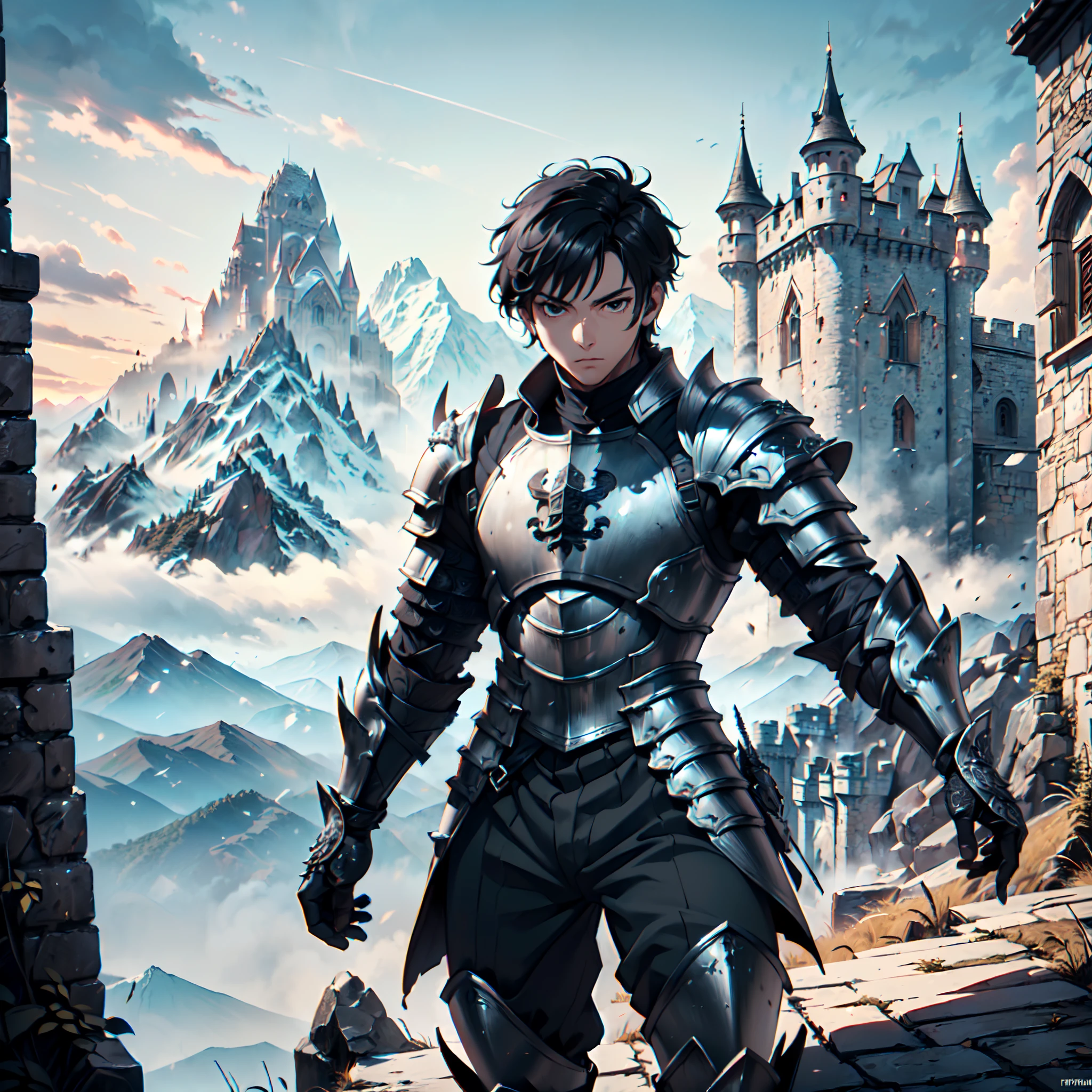 8K Resolution,
Ultra High Definition,
Best Quality,
Hyper Detailed,
Masterpiece,
Body Shot,
Anime,
1 Boy,
Handsome,
(((Hyper Detailed Black Short Hair))),
Black Eyes,
(((Hyper Detailed Armor Plates))),
(((Hyper Detailed Undershirt))),
(((Hyper Detailed Baron Armor))),
(((Castles & Mountains Background Scenery))),