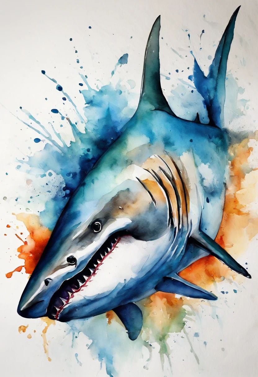 Ferocious sharks，Swim in the deep sea，Curved body，
