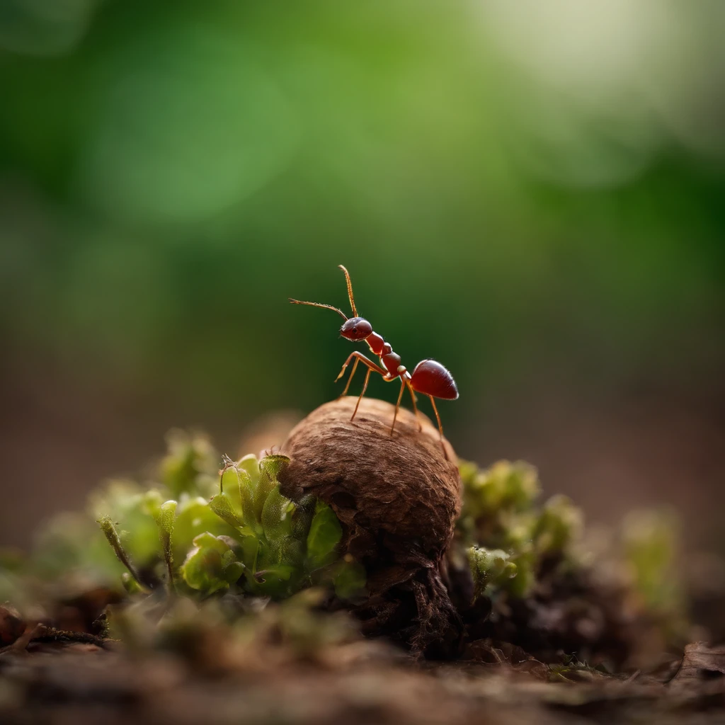 an ant on the top of mushroom