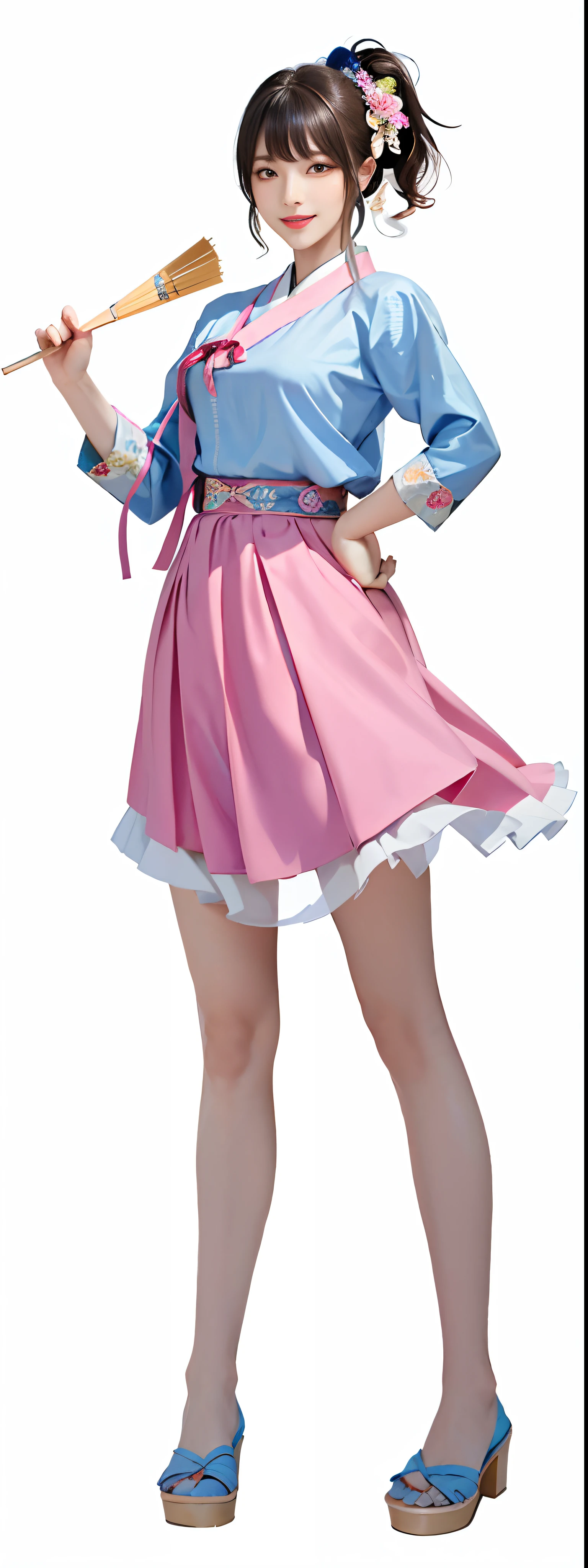 Korean girl,Lively and sexy, Smile Expression, Sexy Korean woman, Cook, Perfect leg shape, Perfect chest, perfect body figure, Wearing an ancient hanbok, Fashionable hanbok, highly detailed whole body, high texture detail, extremely detaile, Extremely detailed eyes and face, 美丽细致的眼睛, Light on the face, An extremely delicate beauty, Extreme meticulousness, finedetail, edge lit, Highly meticulous, flawless perfection, Focus Clear, Eye for details,