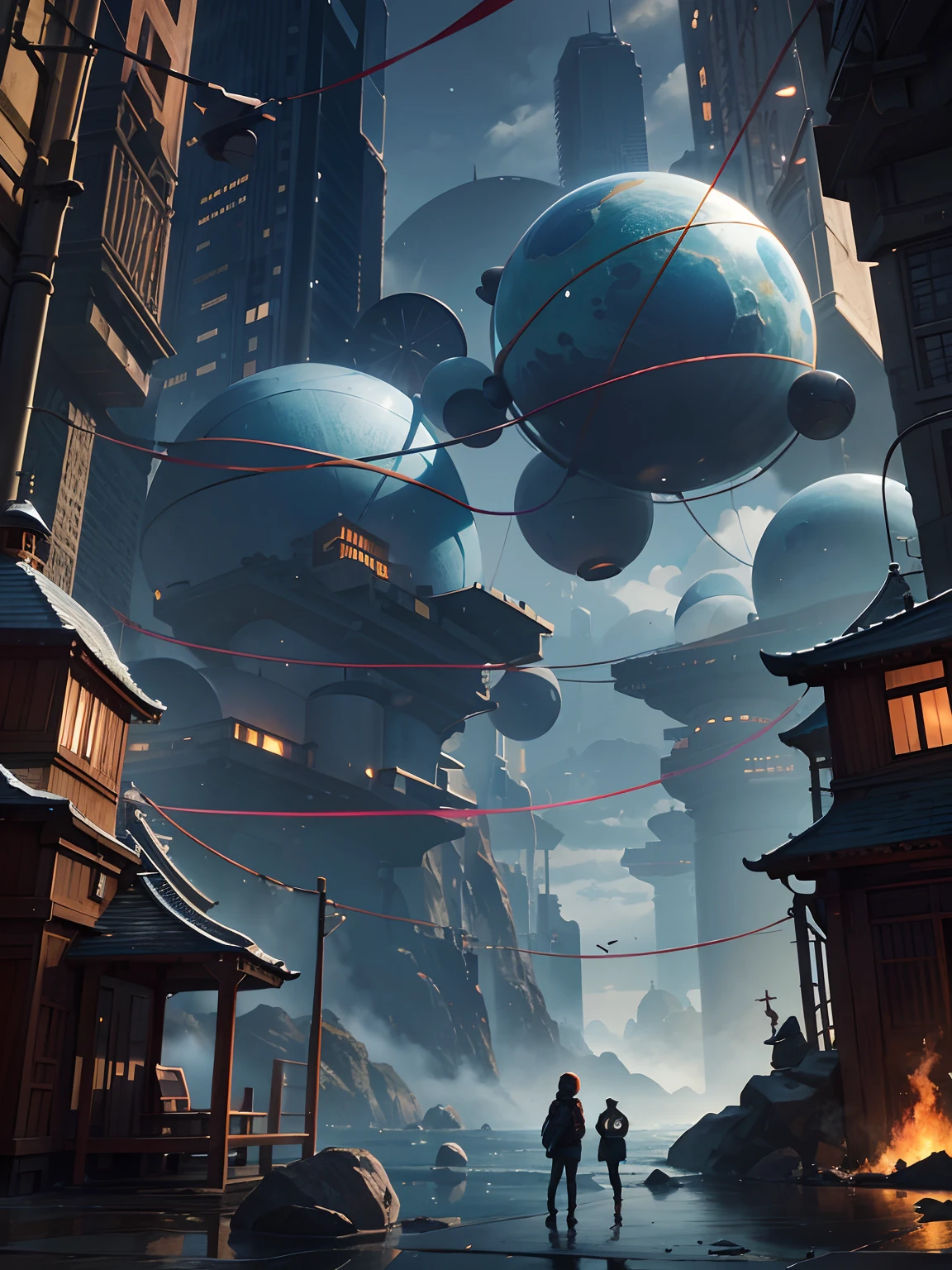 dynamic viewing angle,(levitating:1.5),(Futuristic city floating on space boulders:1.3),mirai,(Thick clouds under rocks:1.4),in style of hayao miyazaki,Rejoice,Perfect quality,Clear focus(Clutter - home:0.8), (tmasterpiece:1.2), (realisticlying:1.2) ,(Bokeh:0.5), (best qualtiy), (detailedskin:1.3) ,(complexdetails), (8K), (detailedeyes) ,(Sharp focus),,(having fun),(Award-winning digital artwork:1.3) af (sketching:1.3),(with dynamism:1.3),studiolight,Theme