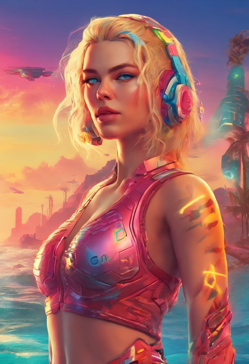 1 Girl  Blond Hair  Blue  eyes  Small boobs, cute face sexy pose  on the Beach, UHD, masterpiece, anatomically correct, textured skin, super detail, high details, high quality, best quality, highres, 8k