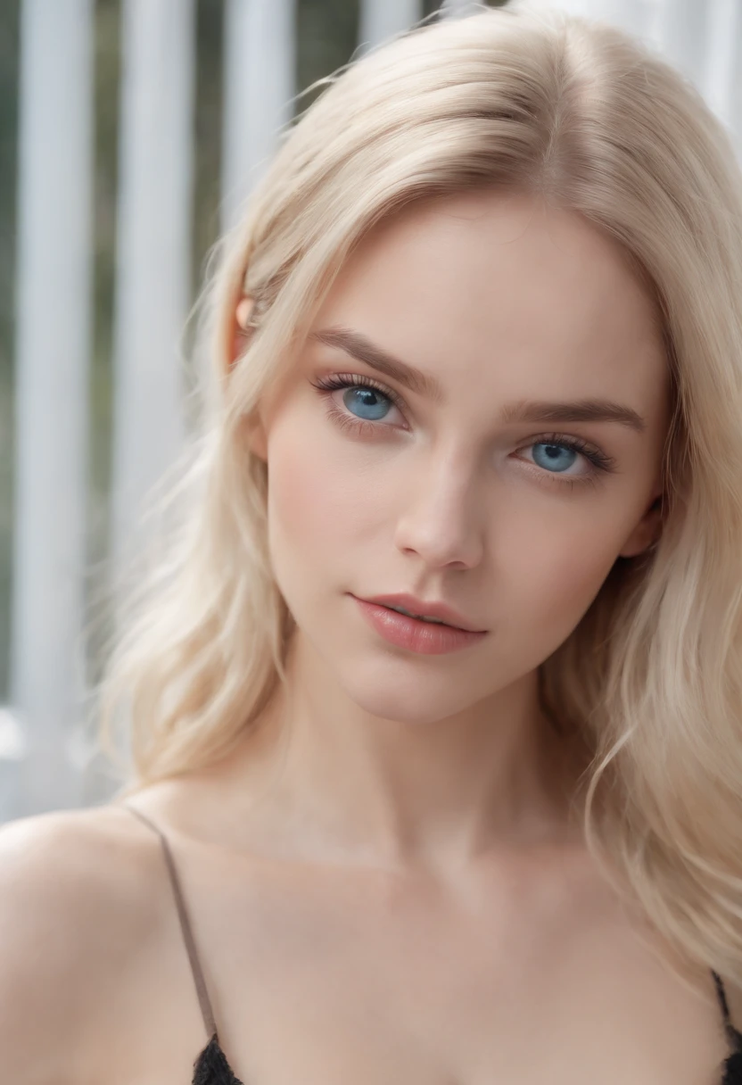 1 Girl Blond Hair Blue eyes Small boobs, cute face sexy pose top and Rock, UHD, masterpiece, anatomically correct, textured skin, super detail, high details, high quality, best quality, highres, 8k