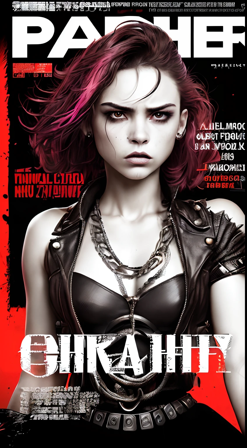 ((((dramatic))), (((gritty))), (((intense))) film poster featuring a young woman as the central character. She stands confidently in the center of the poster, wearing a stylish and edgy outfit, with a determined expression on her face. The background is dark and gritty, with a sense of danger and intensity. The text is bold and attention-grabbing, with a catchy tagline that adds to the overall feeling of drama and excitement. The color palette is mainly dark with splashes of vibrant colors, giving the poster a dynamic and visually striking appearance,tachi-e (magazine:1.3), (cover-style:1.3), fashionable, woman, vibrant, outfit, posing, front, colorful, dynamic, background, elements, confident, expression, holding, statement, accessory, majestic, coiled, around, touch, scene, text, cover, bold, attention-grabbing, title, stylish, font, catchy, headline, larger, striking, modern, trendy, focus, fashion,