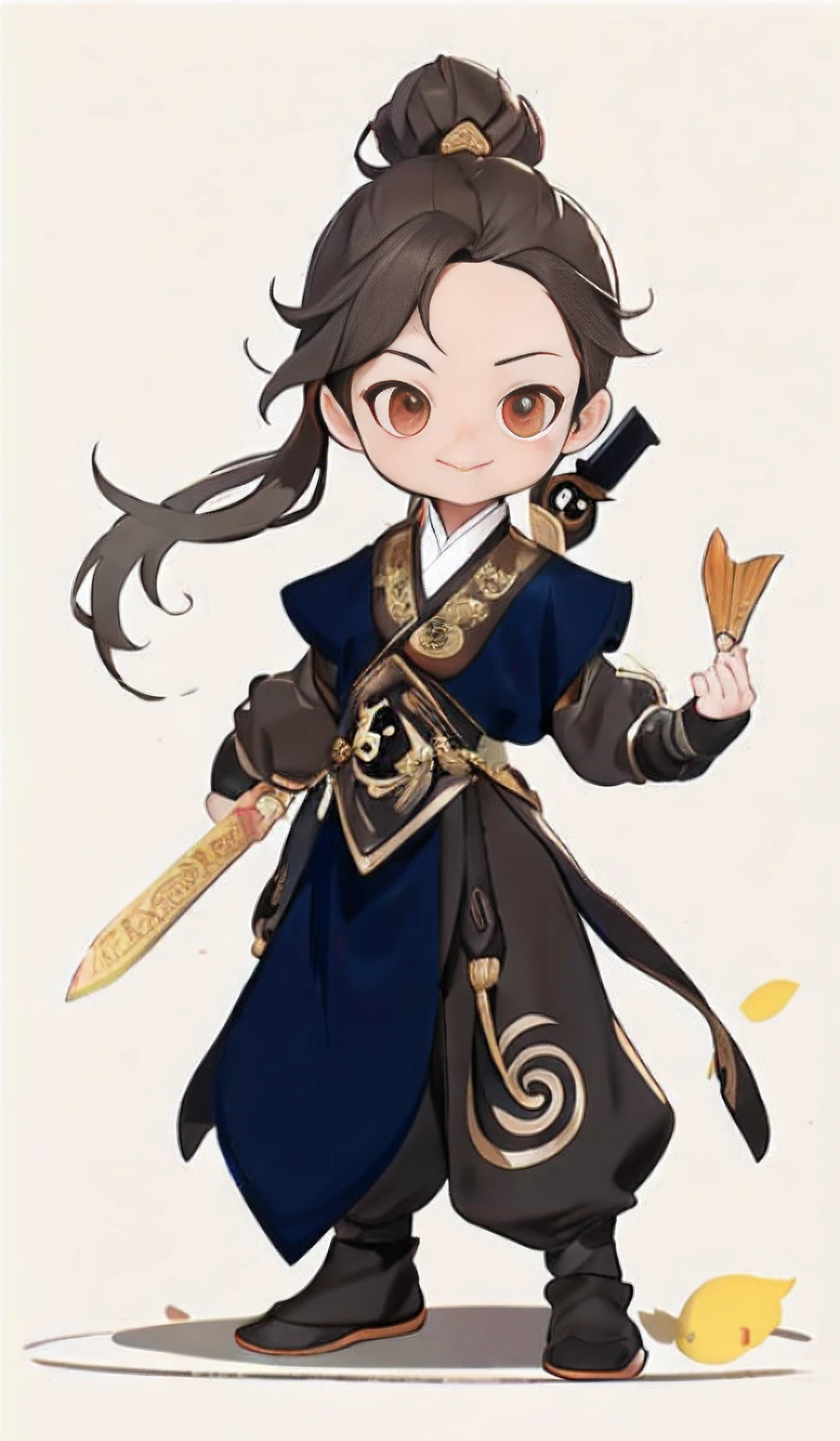 A cartoon character of a woman dressed in black and holding a sword, full-body wuxia, inspired by Yang Jin, Inspired by Zhao Yuan, demon slayer rui fanart, Inspired by Seki Dosheng, inspired by Luo Mu, Keqing from Genshin Impact, zhongli from genshin impact, inspired by Li Mei-shu, by Yang J