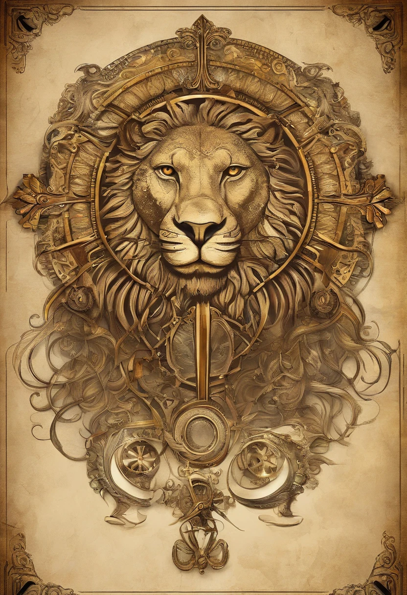 Erschaffe einen Mann mit einzigartigen Eigenschaften, inspired by the sign of Leo and the cosmological stars An artist's impression of the essence of this sign, with distinctive facial features and a mysterious aura, Hinterlassen Sie goldene Spuren von Gold und goldenen Lichtern, Yellowish hair like gold and a confident smile Make the pride of the zodiac sign Leo in its essence with a long, curly and voluminous hair as a representation of the mane clearly