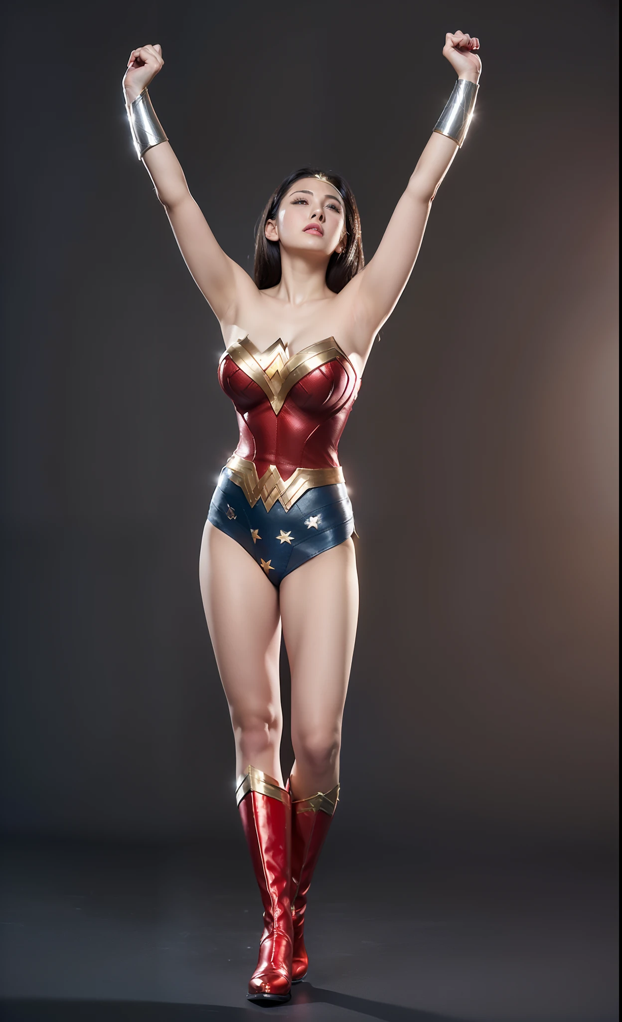 (((I always spread my crotch)))、(((It will be hung without fail)))、((Make the most of the original image)))、(((Wonder Woman Costume)))、(((You must always close your eyes)))、(((Always seems to suffer)))、(((lustrous dark hair)))、(((Must be hanged without fail)))、(((Feet must necessarily be worn with black tights)))、(((You need to wear red boots)))、((Top image quality、8K))、((top-quality、8K、masterpiece:1.3))、Crisp focus:1.2、Beautiful woman with perfect body shape:1.4、Slender Abs:1.2、((layers-Cut、large boob:1.2))、a wet body:1.5、Highly detailed facial and skin texture、