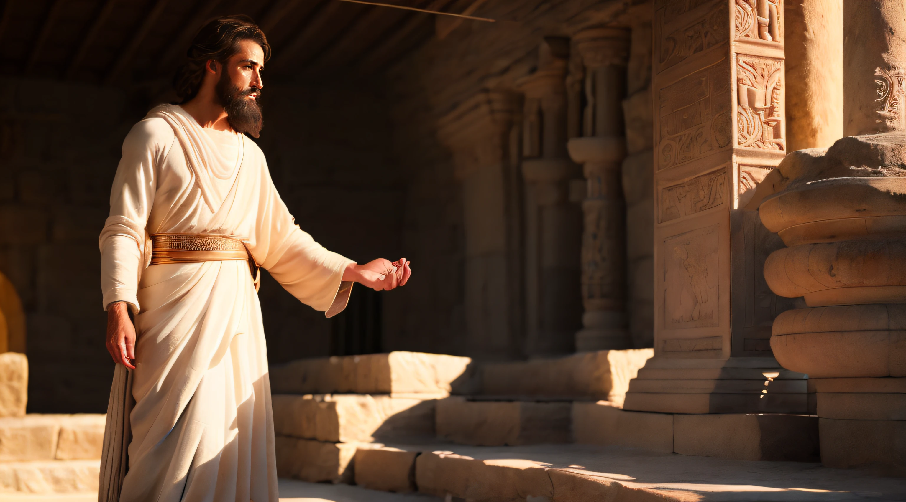 Ancient Israel、1st century、Man Offering Prayer、in 8K、Raw photography、top-quality、​masterpiece:1.5、ultra-lightweighthigh-resolution、Photorealsitic:1.5、ciinematic light、soft volumetric lighting:1.5、realisitic、Photorealsitic:1、Detailed skin、profetional lighting、a picture、foco nítido、detaileds、profetional lighting、photon maping、detailed and intricate environment、ighly detailed、top-quality、Artistic photography、photorrealistic concept art、soft natural volumetric cinematic perfect light、Midjourney、Detailed hand、