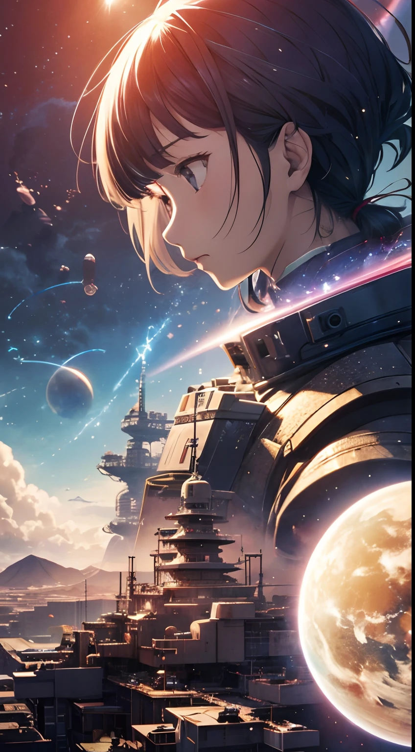 Katsuhiro Otomo, A E Marty, Japanese Anime, Surreal Mysterious Weird Fantastic Sci-Fi Fantasy The world is made of physics Space, time, energy, matter Mechanism of progress Inflation and the multiverse, a girl moving across multiverse, hyperdetailed high resolution high definition high quality masterpiece, detailed face