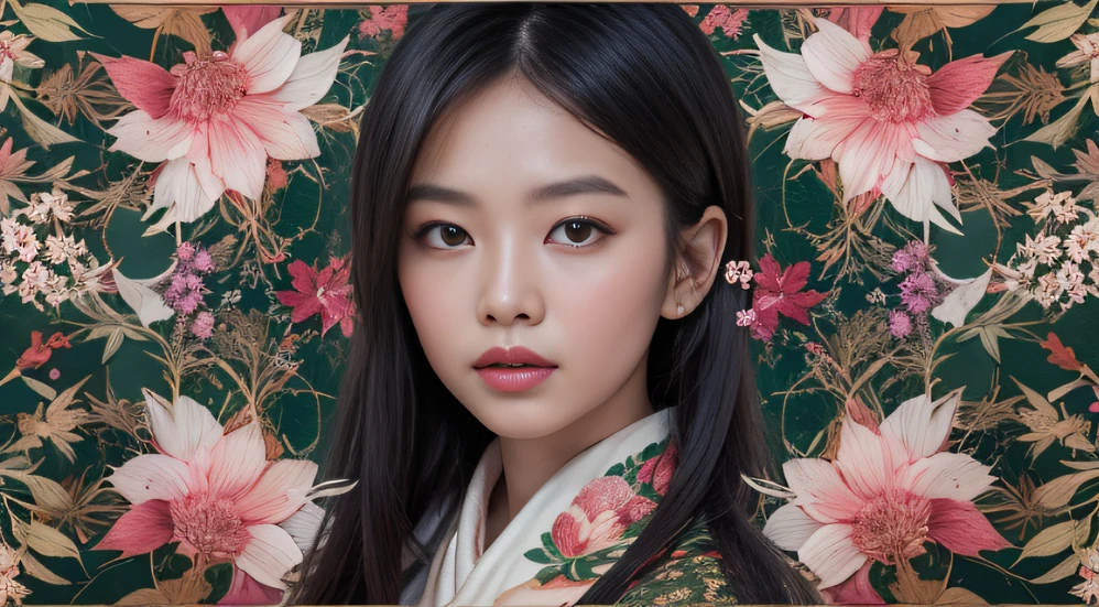 32K autumn view(tmasterpiece,k hd,hyper HD,32K)Long flowing black hair,ponds,zydink, a color, Autumn (Sensual girl), (Blue and white silk scarf), Combat posture, looking at the ground, long whitr hair, Floating hair, Carp pattern headdress, Chinese long-sleeved cheongsam, (Abstract gouache splash:1.2), Pink petal background,Pink and white autumn sunset leaves fly(realisticlying:1.4),Black color hair,Fallen leaves flutter,The background is pure, A high resolution, the detail, RAW photogr, Sharp Re, Nikon D850 Film Stock Photo by Jefferies Lee 4 Kodak Portra 400 Camera F1.6 shots, Rich colors, ultra-realistic vivid textures, Dramatic lighting, Unreal Engine Art Station Trend, cinestir 800,Long flowing black hair,Bright clothes