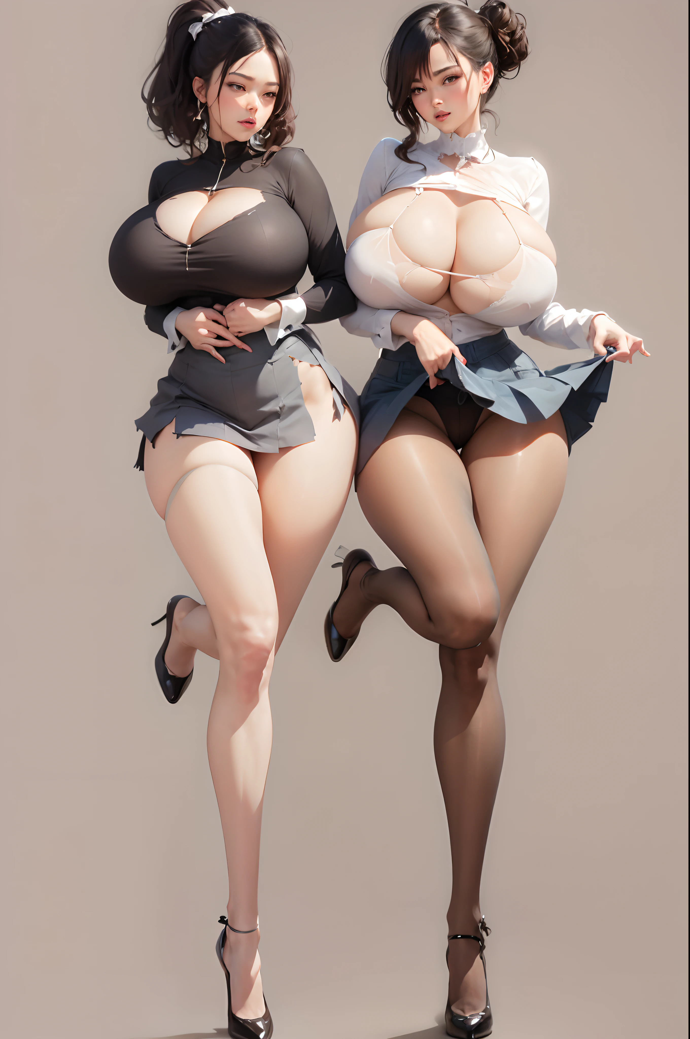 The cleavage protrudes , Protruding areola, Tear off the tights,torn laundry,standing on your feet,Cleavage is seductive,exhilarated,areola of breast,At high temperatures,A MILF。did not wear panties,Smooth neck,No underwear,Tear pants,Underwear is torn,There are holes in the clothes,traces of ,opening legs