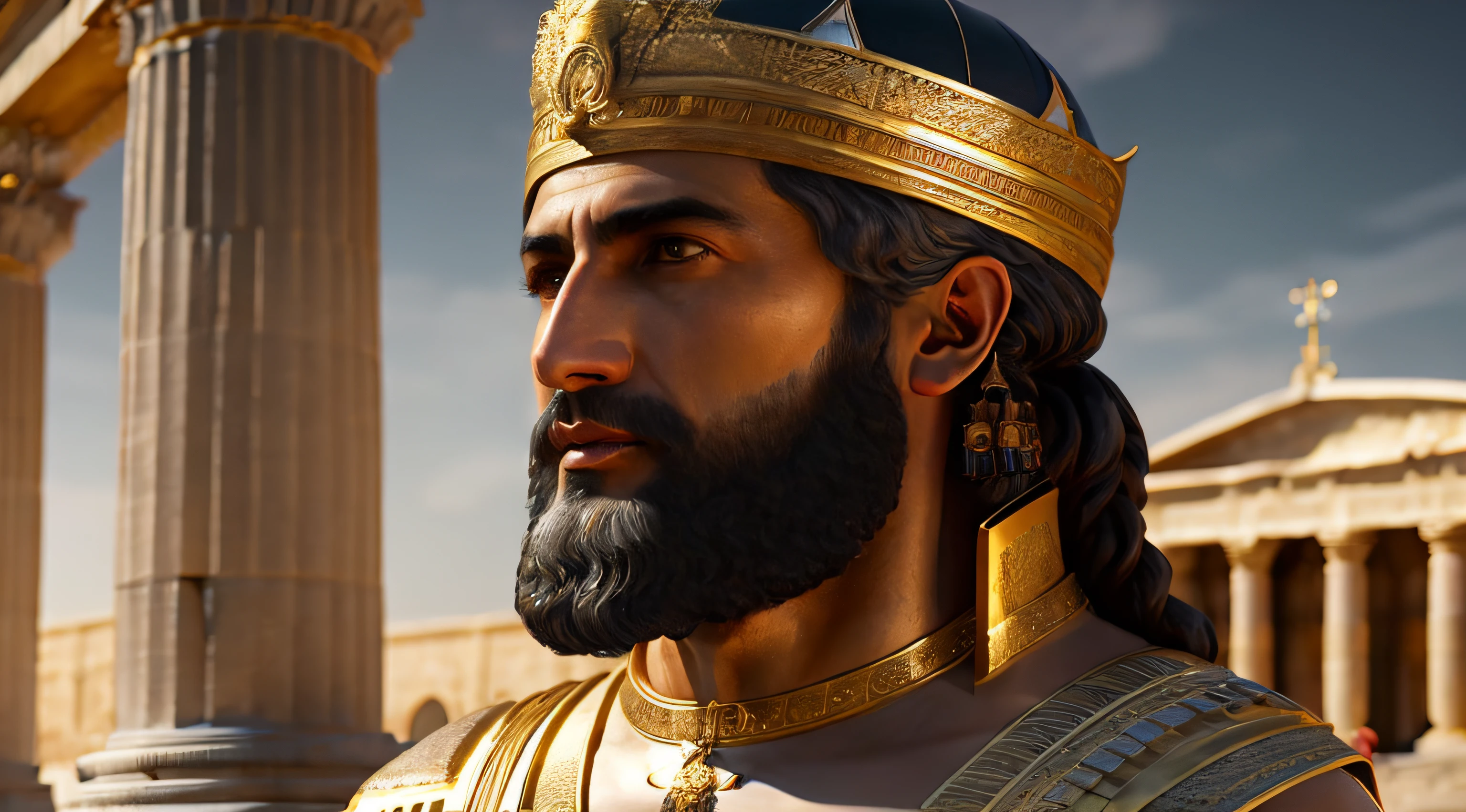 Ancient Israel、1st century、(((Cyrus the Great)))、in 8K、Raw photography、top-quality、​masterpiece:1.5、ultra-lightweighthigh-resolution、Photorealsitic:1.5、ciinematic light、soft volumetric lighting:1.5、realisitic、Photorealsitic:1、Detailed skin、profetional lighting、a picture、foco nítido、detaileds、profetional lighting、photon maping、detailed and intricate environment、ighly detailed、top-quality、Artistic photography、photorrealistic concept art、soft natural volumetric cinematic perfect light、Midjourney、Detailed hand、