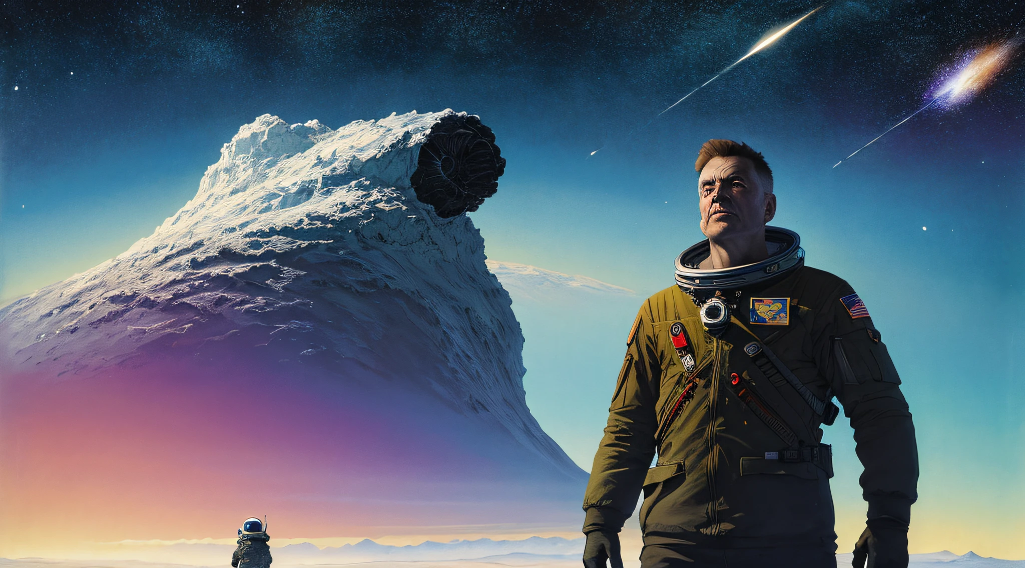 "realistic detailed image of an cosmonaut alone in the tundra in the style of Francis Bacon, Surreal, Norman Rockwell and James Jean, Greg Hildebrandt, and Mark Brooks, triadic color scheme, By Greg Rutkowski, in the style of Francis Bacon and Syd Mead and Edward Hopper and Norman Rockwell and Beksinski, open ceiling, highly detailed, painted by Francis Bacon, painted by James Gilleard, surrealism, airbrush, Ilya Kuvshinov, WLOP, Stanley Artgerm, very coherent, art by Takato Yamamoto and James Jean"
abstract dream, space, intricate, grand scale, alone, cinematic film still, insane detail, sharp focus, depth of field, realistic lighting, (realistic perspective), complex, (multiple subjects), 4k HDR,