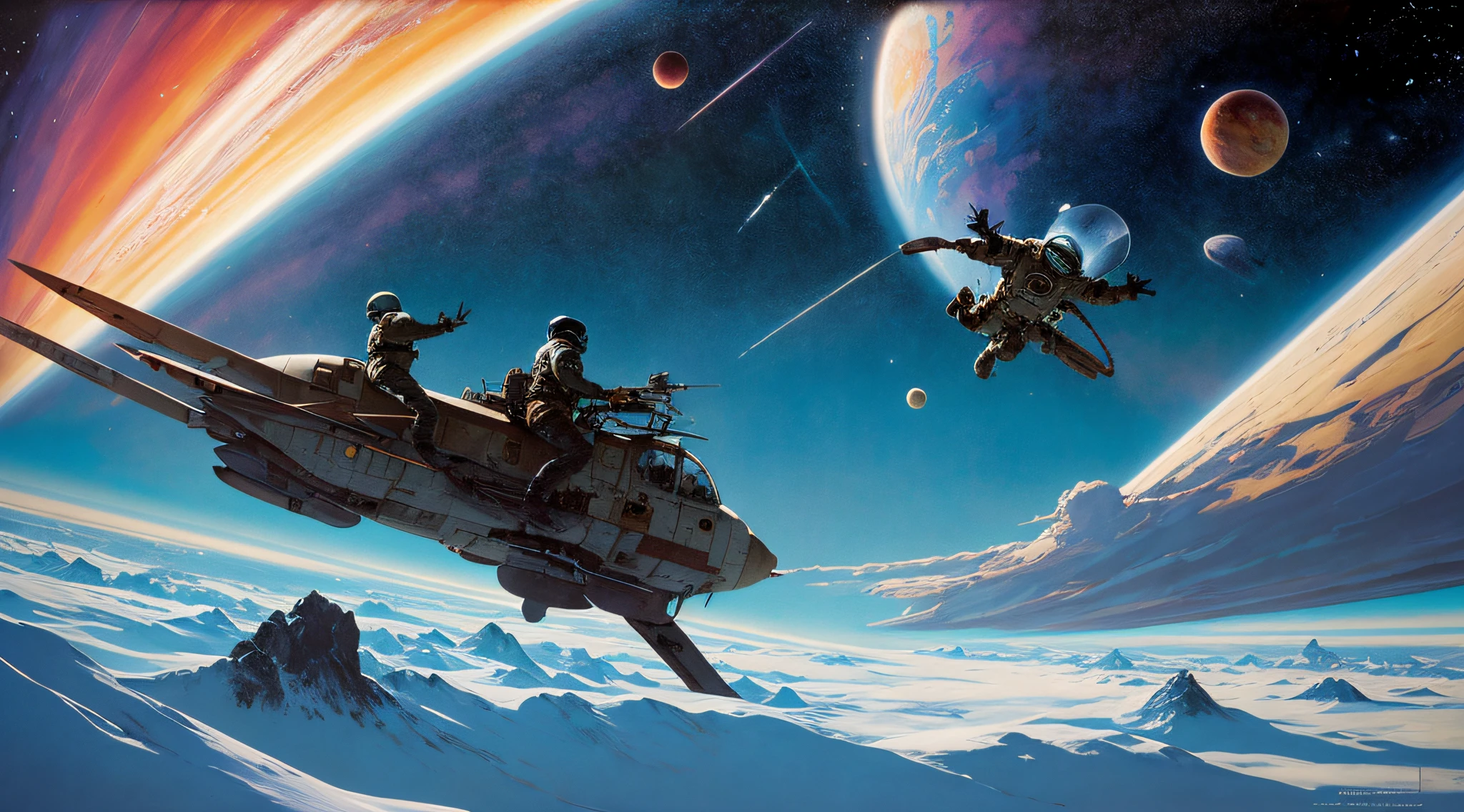 "realistic detailed image of an cosmonaut alone in the tundra in the style of Francis Bacon, Surreal, Norman Rockwell and James Jean, Greg Hildebrandt, and Mark Brooks, triadic color scheme, By Greg Rutkowski, in the style of Francis Bacon and Syd Mead and Edward Hopper and Norman Rockwell and Beksinski, open ceiling, highly detailed, painted by Francis Bacon, painted by James Gilleard, surrealism, airbrush, Ilya Kuvshinov, WLOP, Stanley Artgerm, very coherent, art by Takato Yamamoto and James Jean"
abstract dream, space, intricate, grand scale, alone, cinematic film still, insane detail, sharp focus, depth of field, realistic lighting, (realistic perspective), complex, (multiple subjects), 4k HDR,