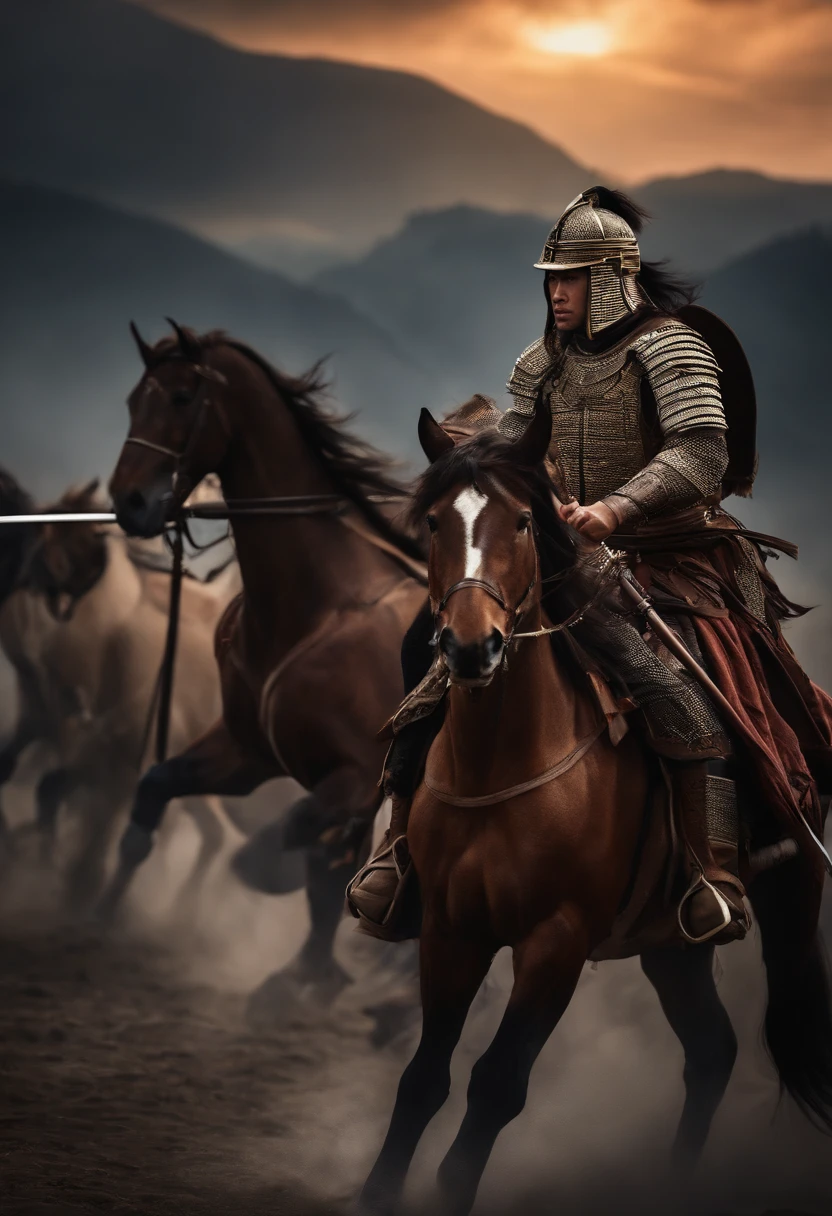 Photos of warriors riding horses holding katana swords art wallpapers, UHD wallpapers