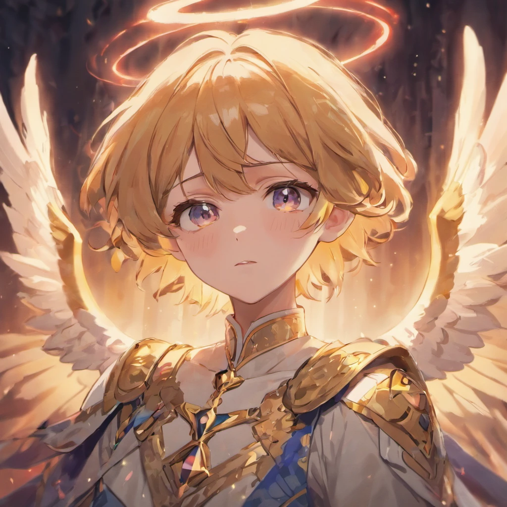 Close-up portrait of a male angel, D & D, face, fantasy, Intricate, elegant, Highly detailed, Digital painting, art stations, concept-art, smooth, Sharp focus, illustration, art by artgerm and greg rutkowski and alphonse mucha