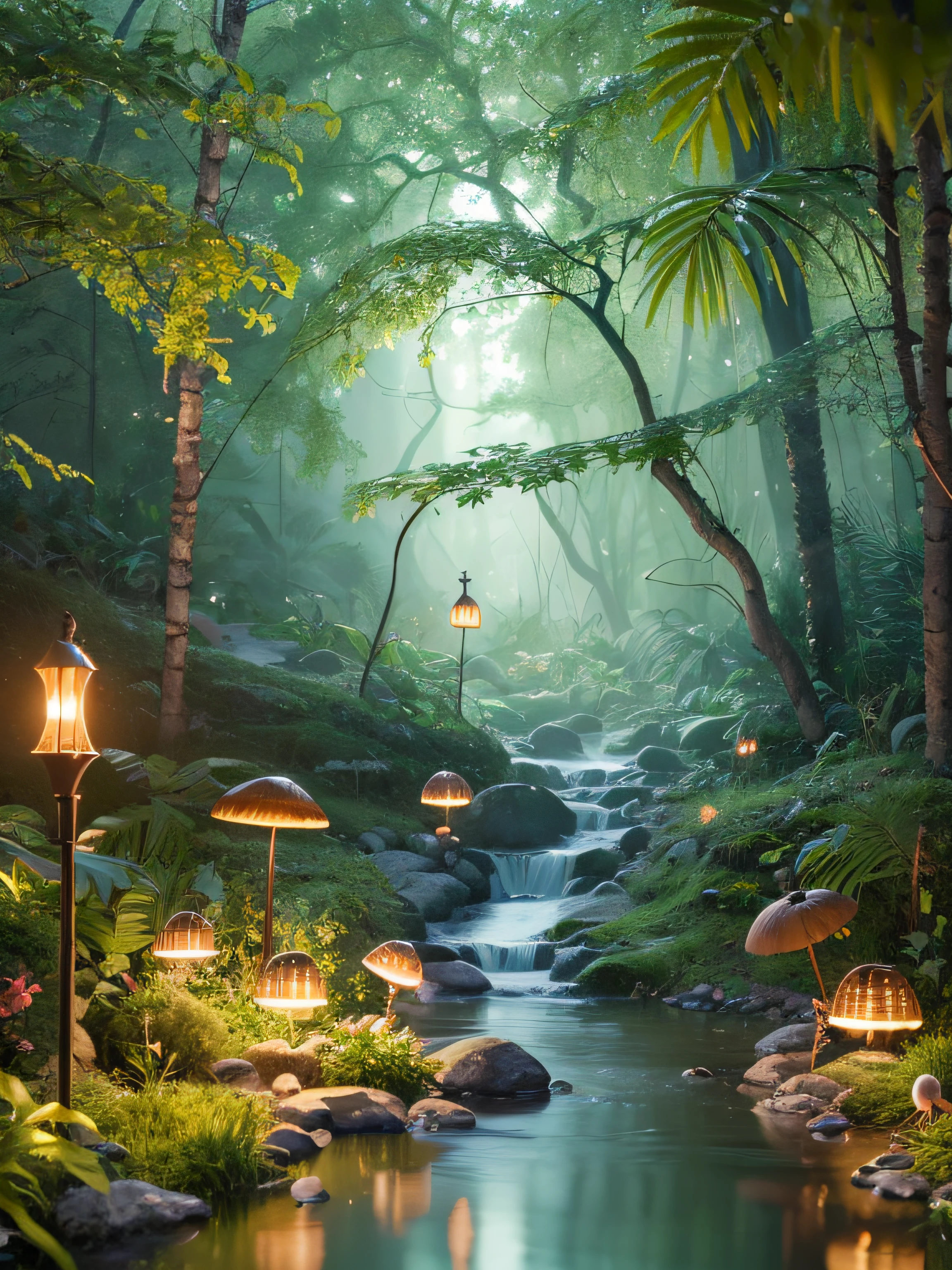 Masterpiece, best quality, extremely beautiful reflection, best reflection. (Very detailed CG unity 8k wallpaper), (best quality), (best illustration), (best shadow), girl, silk, slime, delicate makeup, forest theme with natural elements. Tall trees, quiet streams, glowing small mushrooms, surrounded by delicate leaves and branches, and fireflies and glowing particle effects, (natural elements), (jungle theme), (leaves), (branches), (fireflies), butterflies, (delicate leaves), (glow), (particle effects). , isometric 3D, Octane rendering, ray tracing, super detailed