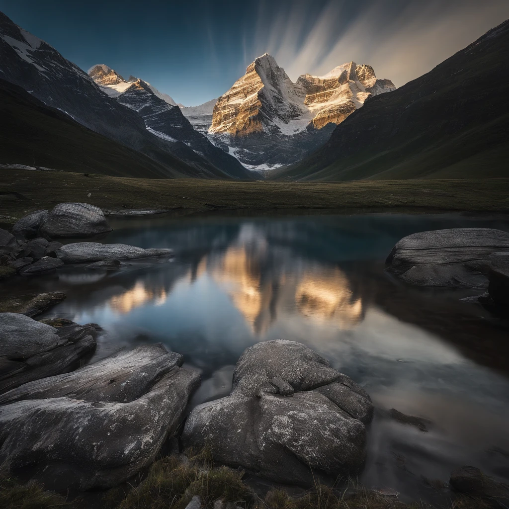 Master Parts、Superior Quality、superior image quality、The 8k quality、Beautiful pictures of the starry sky、magnifica、Arched Milky Way:1.9、snow mountains、Jungfraujoch