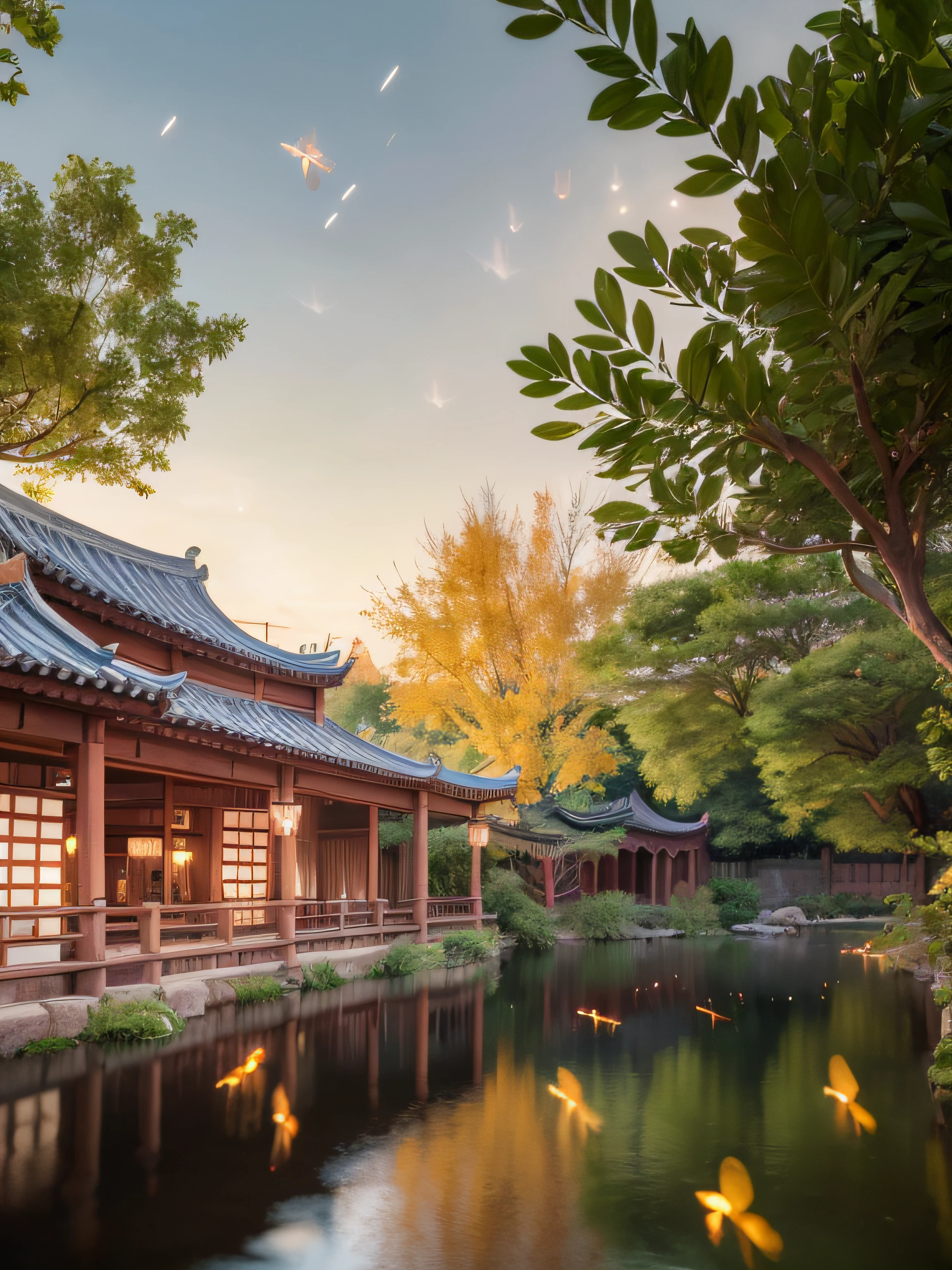 tmasterpiece,Best quality at best,Extremely beautiful reflection,The best reflections。(Very detailed CG unity 8K wallpaper),(Best quality at best),(The best illustrations),(The best shadow),Delicate makeup,Quiet Jiangnan water town,Supai architecture,Beautiful roses,quiet streams,Cute little animals,surrounded by exquisite leaves and branches,There are also fireflies and glowing particle effects,,(nature elements),(Gangnam theme),(Foliage),(tree branch),(glowworm),butterflys,(exquisite leaves),(with light glowing),(Particle effect)。 , Isometric 3D, Octane rendering, Ray traching, ultra-detailliert