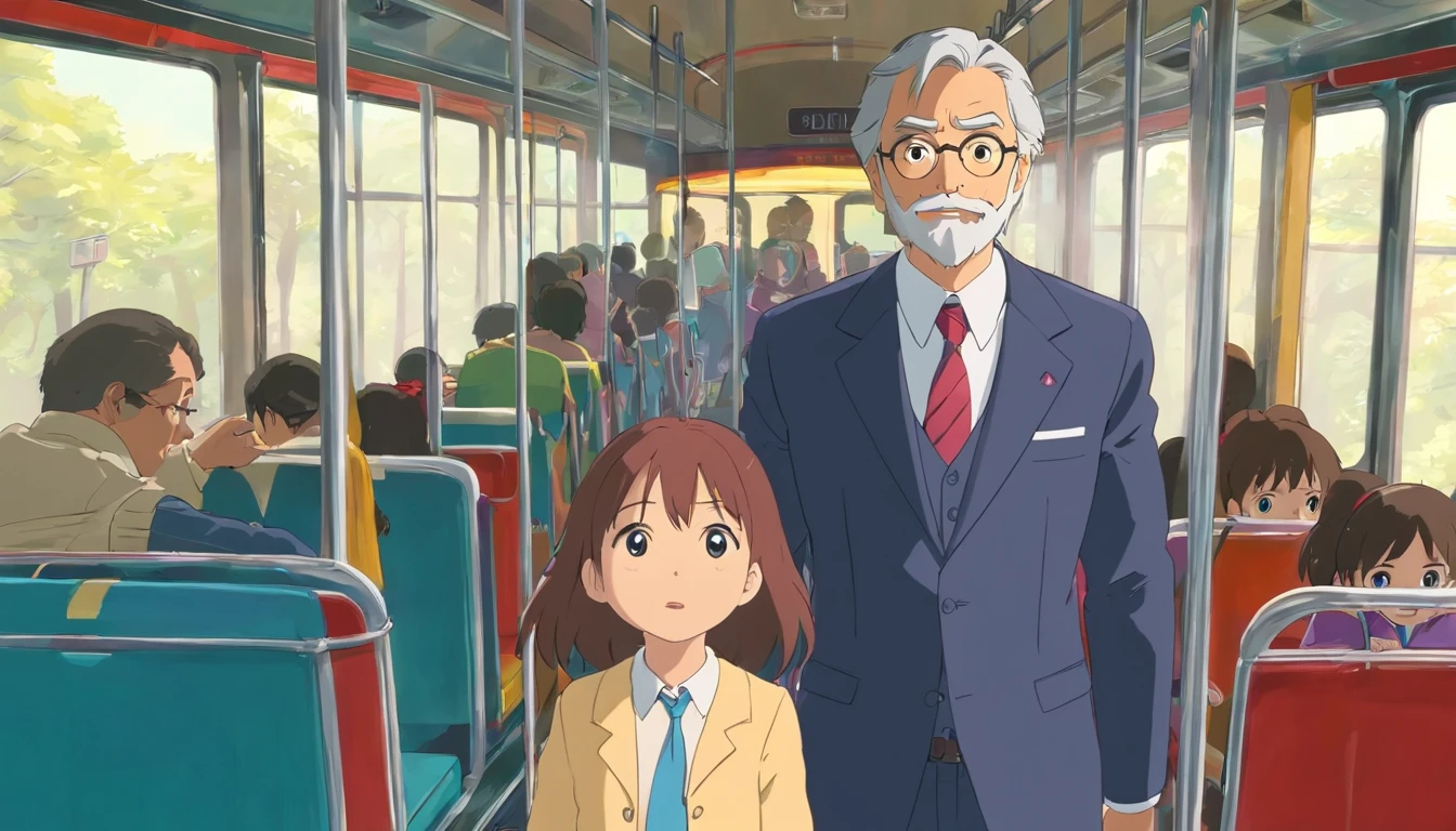 Uncle in suit with daughter,Get off the bus,Return to your hometown with your luggage