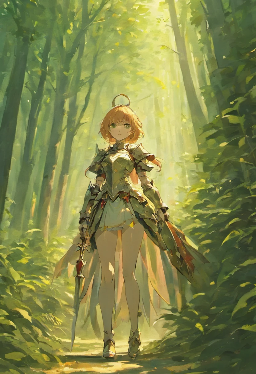 knight in metal armor looking at a princess in dress, they are off in the distance of a lush forest of trees landscape shot, painting with pallet knife and brush strokes, unreal engine, alphonse mucha style, makoto shinkai and lois van baarle style, global illumination, detailed and intricate environment, pink and red hearts
