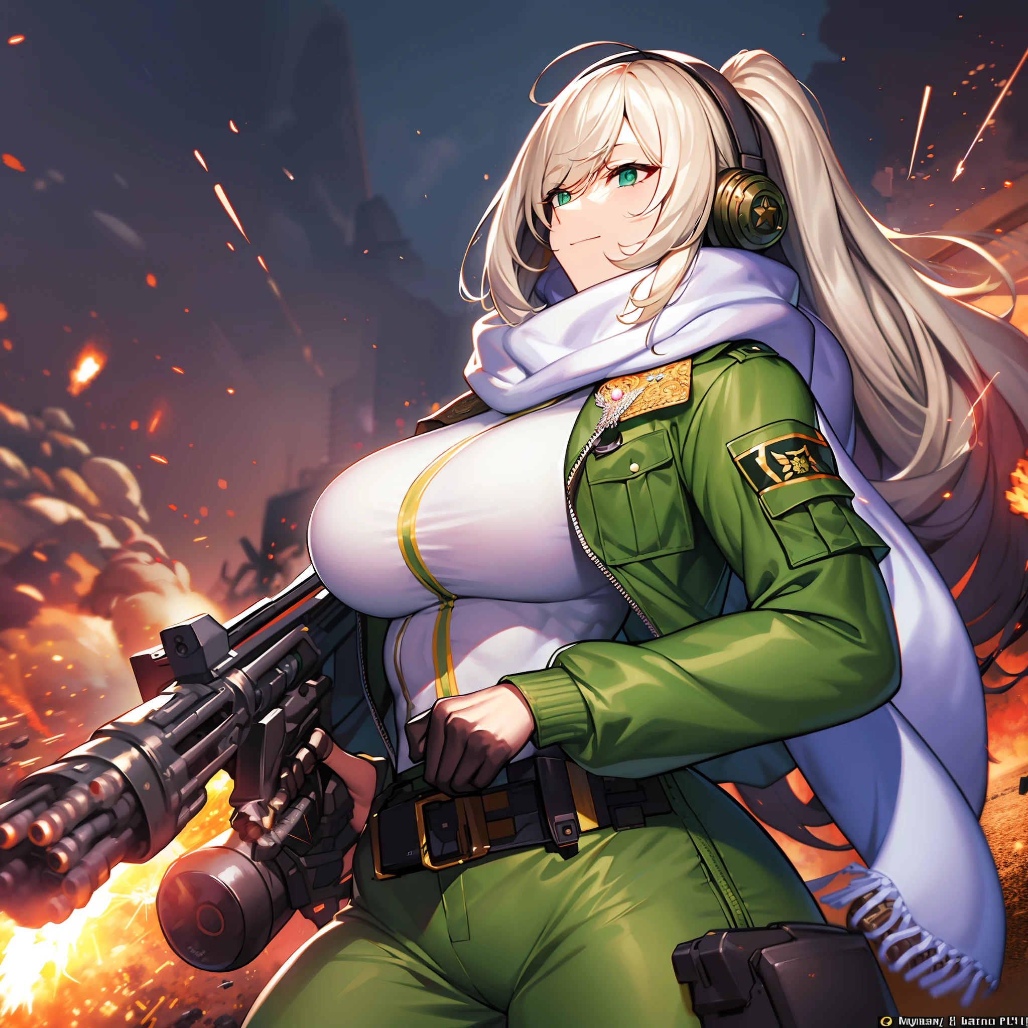 masterpiece++、top-quality++、ultra-definition++、ultra-definition++、4k++、8k++、from side、(Background Focus)++、(((1)))+++、Sexily dressed woman wearing green jacket and white scarf with ammunition belt and Gatling gun on battlefield with explosions and sparks that destroy cities1Cast a man's muscular big breasts military spell、Wearing a green jacket and white scarf with an ammunition belt and Gatling gun on a battlefield with explosions and sparks1Man muscular big breasts soldier rune、Wearing a green jacket and white scarf with an ammunition belt and Gatling gun on a battlefield with explosions and sparks1The magic of a muscular big breasts soldier、On a battlefield with explosions and sparks flying over, he wore a green jacket and white scarf with an ammunition belt and a Gatling gun1Muscular big breasts soldier、Wearing a green jacket and white scarf with an ammunition belt and Gatling gun on a battlefield with explosions and sparks1Muscular Big Military Sorcerer、Wearing a green jacket and white scarf with an ammunition belt and Gatling gun on a battlefield with explosions and sparks1Muscular big breasts military goddess、detailed fantasy art、fantasy art style、Break wearing a green jacket and white muffler with ammunition belt and Gatling gun on a battlefield with beautiful ancient explosions and sparks1Muscular Colossal Soldier Witch、Wearing a green jacket and white scarf with an ammunition belt and Gatling gun on a battlefield with explosions and sparks1Man Muscular Big Military Colossal Queen、Fantasy Art Behans、Wearing a green jacket and white scarf with an ammunition belt and Gatling gun on a battlefield with beautiful explosions and sparks1Muscular Big Military Magician、Wearing a green jacket and white scarf with an ammunition belt and Gatling gun on a battlefield with beautiful explosions and sparks1Muscular Big Military Magician、Wearing a green jacket and white muffler with an ammunition belt and Gatling gun on a battlefield with shiny floating explosions and spar