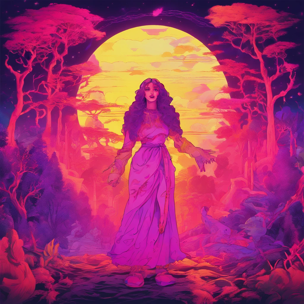 "(best quality, highres, ultra-detailed), The goddess casting mystical glowing spells in a haunted forest, orange and purple hues, portraits, vivid colors, extreme detail description, sharp focus, physically-based rendering, studio lighting, horror, witch, magical, eerie atmosphere, swirling fog, ethereal glow, ancient trees, twisted branches, moonlit sky, mysterious shadows, spellbinding, enchanting, hauntingly beautiful"