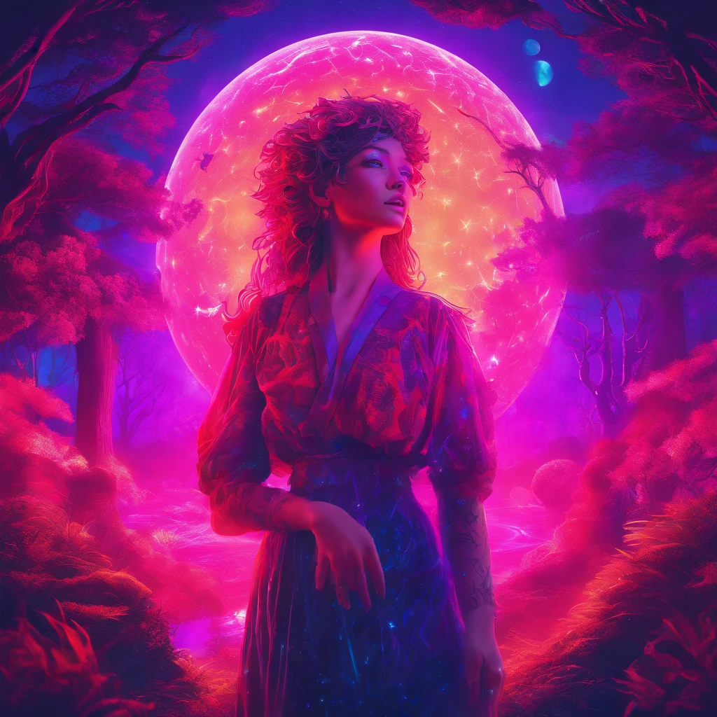 "(best quality, highres, ultra-detailed), The goddess casting mystical glowing spells in a haunted forest, orange and purple hues, portraits, vivid colors, extreme detail description, sharp focus, physically-based rendering, studio lighting, horror, witch, magical, eerie atmosphere, swirling fog, ethereal glow, ancient trees, twisted branches, moonlit sky, mysterious shadows, spellbinding, enchanting, hauntingly beautiful"