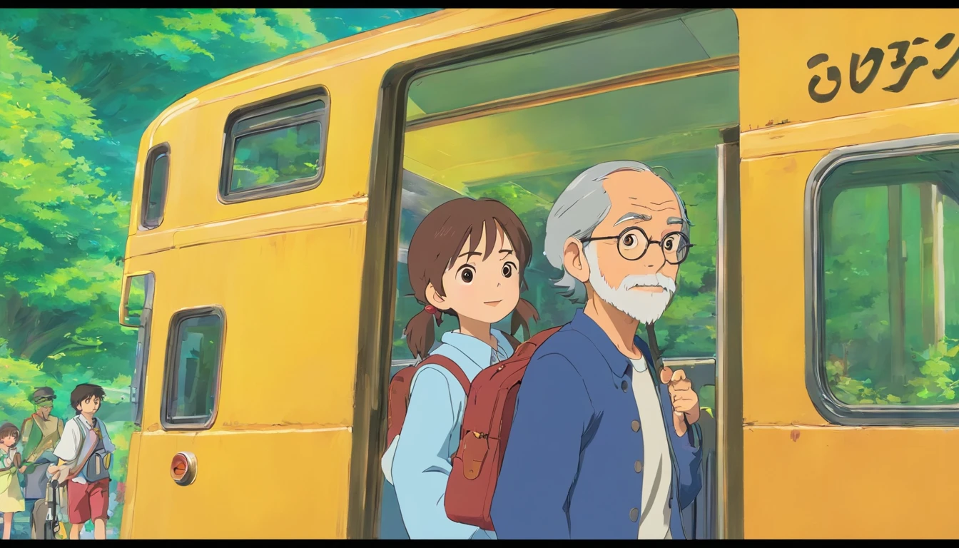 Uncle with cousin,Return to your hometown with your luggage,Get off the bus