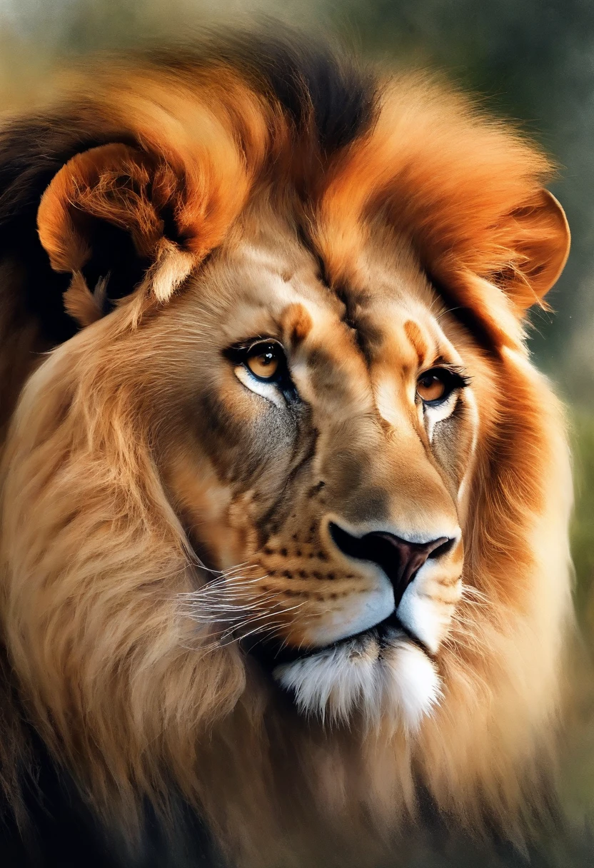 Acuarela altamente detallada,un cartel publicitario,Leones realistas,Detalles finos del cabello,Luz natural,Pinceladas,Salpicaduras de acuarela。