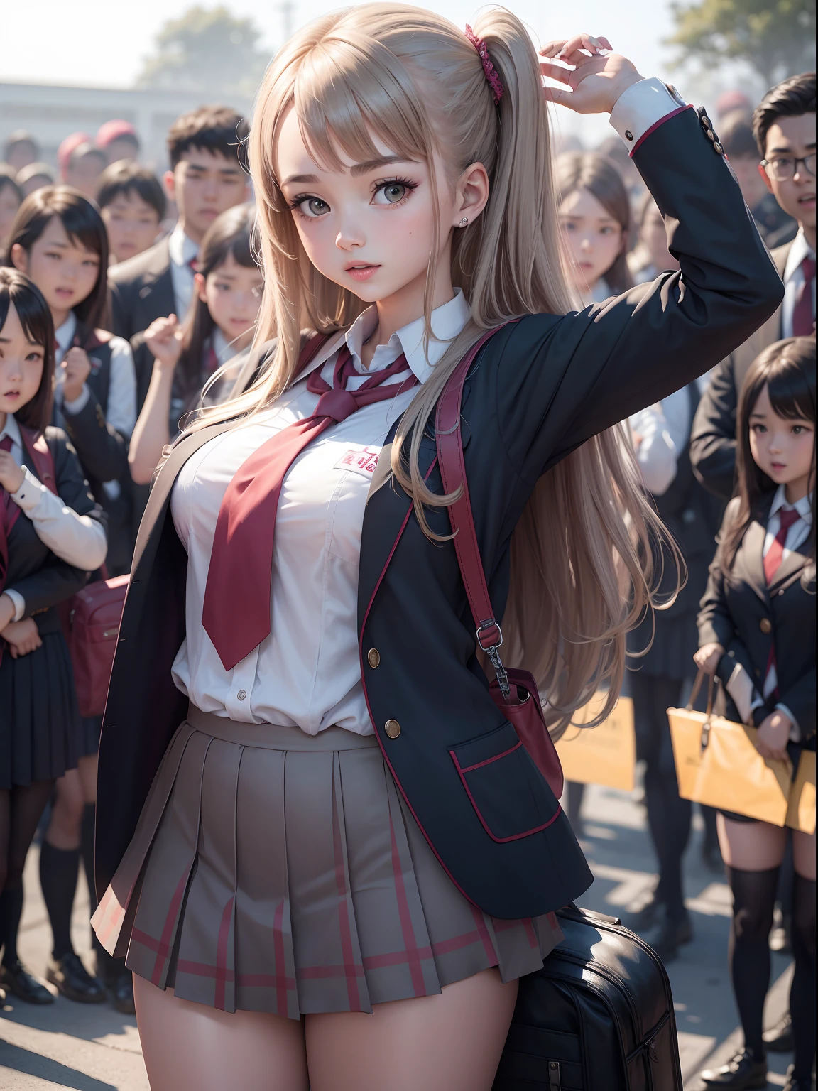 8K hi-school girl 400 people in group photograph train