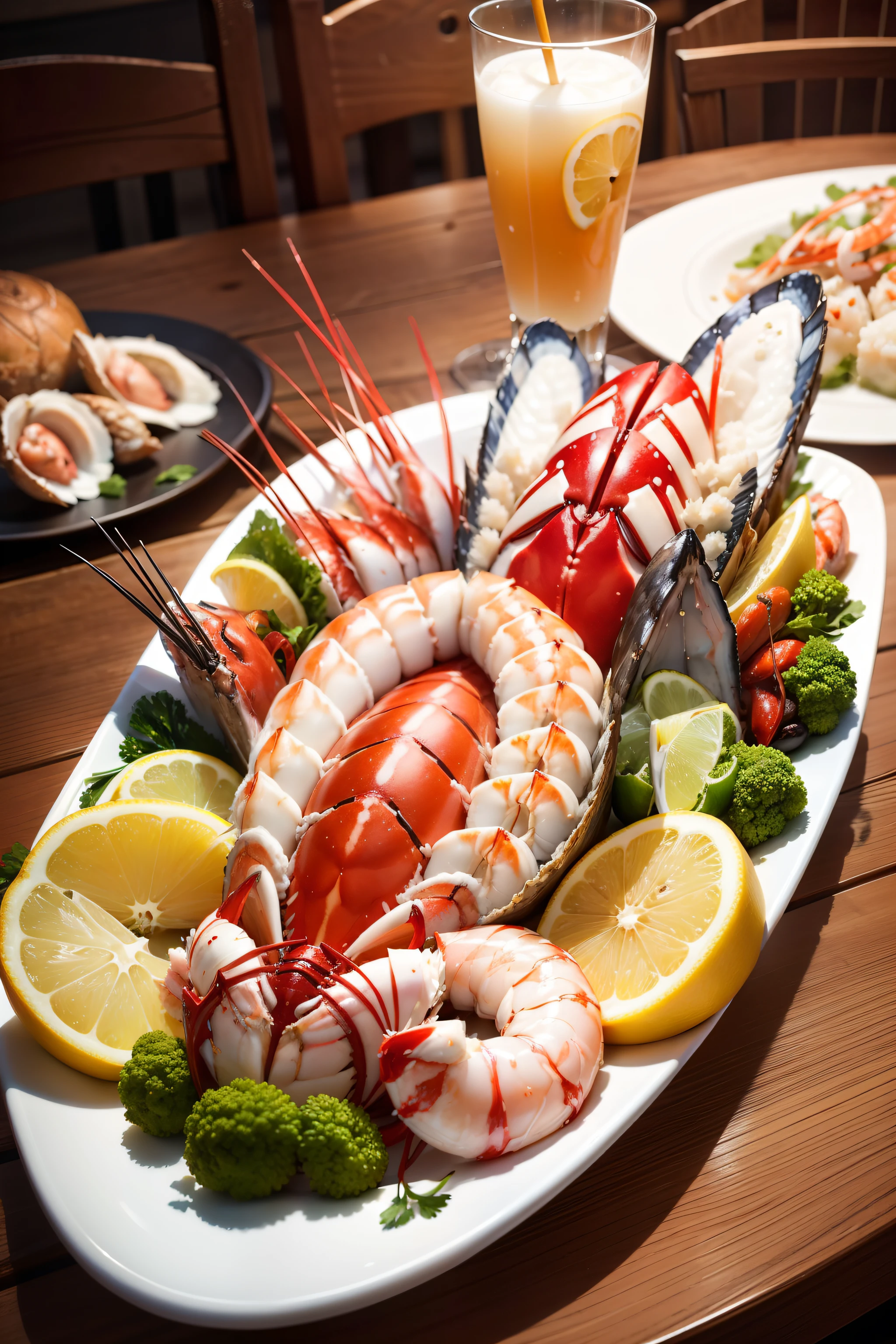 A seafood platter with a seasonal twist, such as a summer seafood platter with fresh crab and shrimp or a winter seafood platter with lobster and oysters, realistic photography, printable --auto