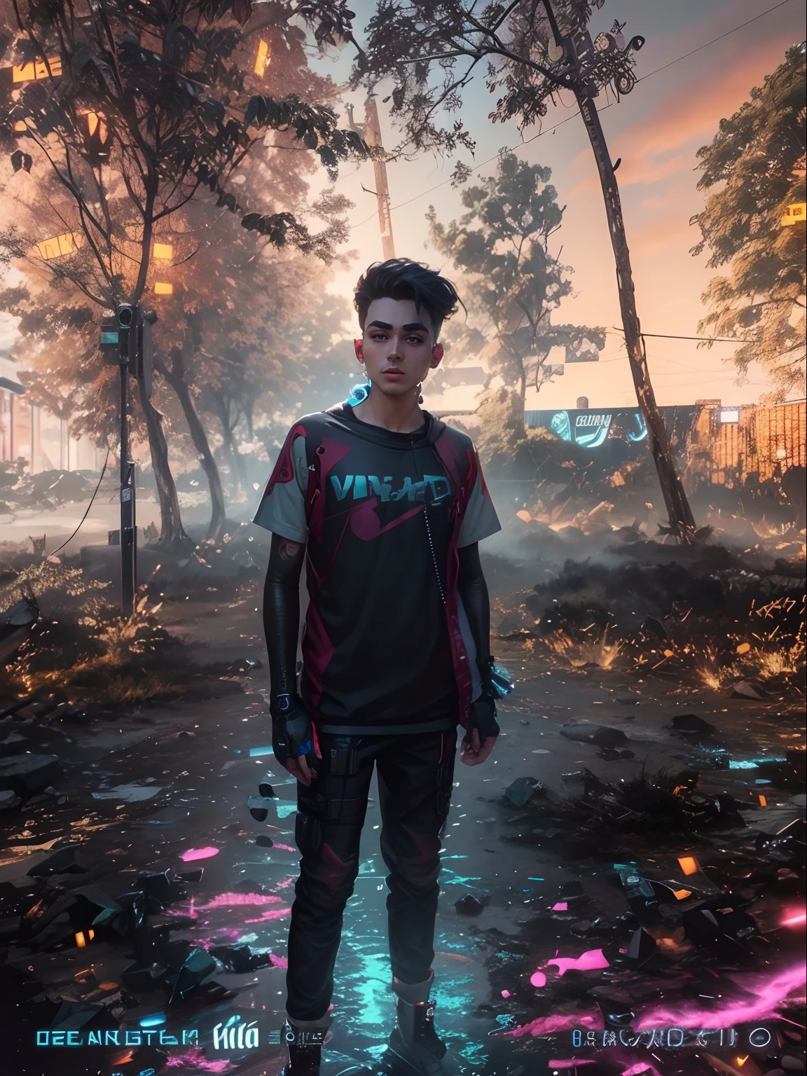 Change background cyberpunk handsome boy, realistic face, 8k Ultra realistic,