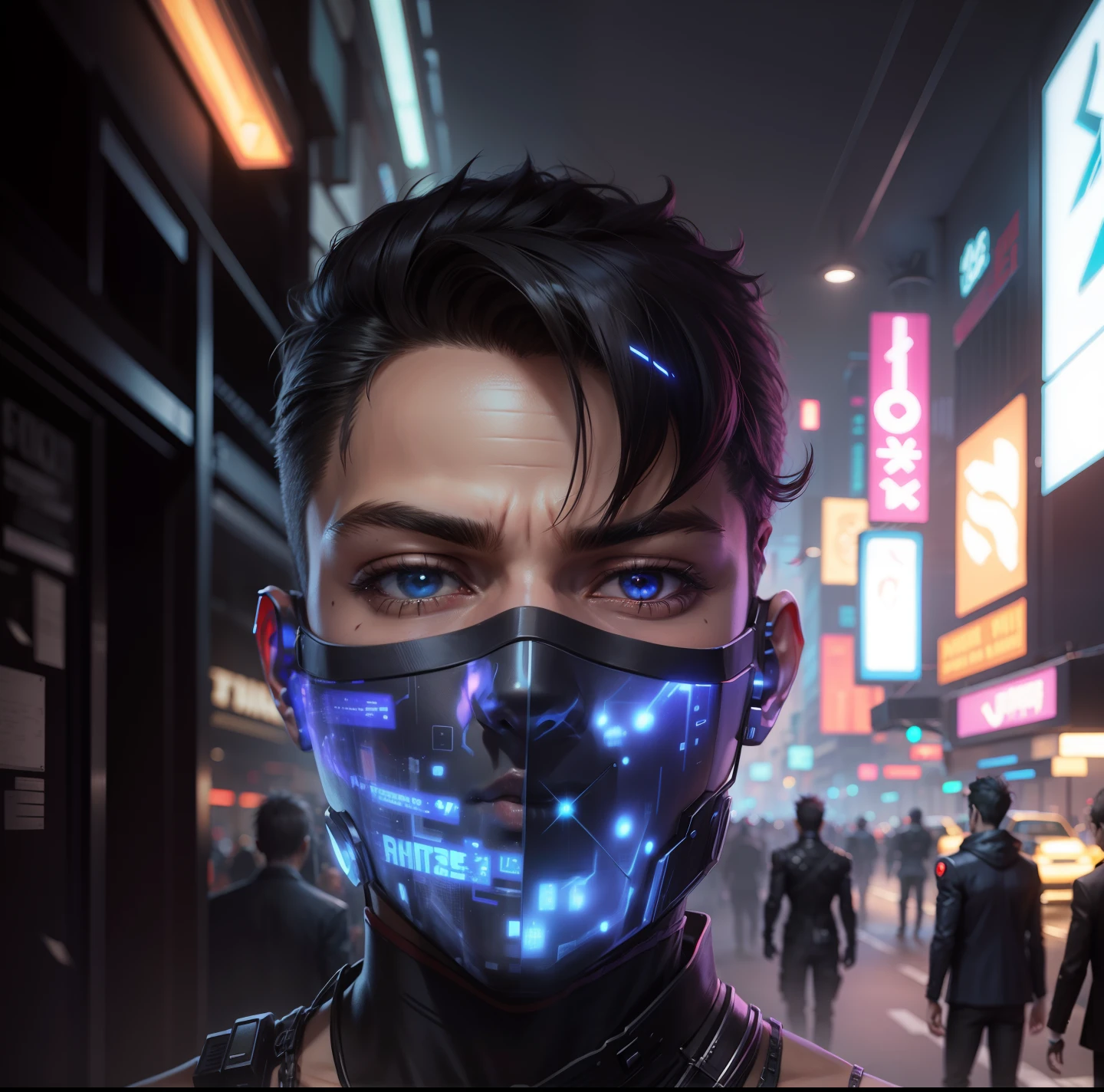 Cyberpunk handsome boy, realistic anime boy