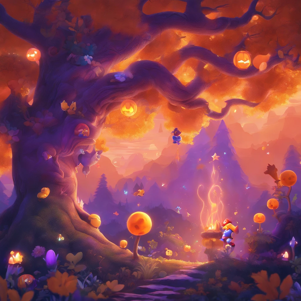 "(best quality, highres, ultra-detailed), The goddess casting mystical glowing spells in a haunted forest, orange and purple hues, portraits, vivid colors, extreme detail description, sharp focus, physically-based rendering, studio lighting, horror, witch, magical, eerie atmosphere, swirling fog, ethereal glow, ancient trees, twisted branches, moonlit sky, mysterious shadows, spellbinding, enchanting, hauntingly beautiful"