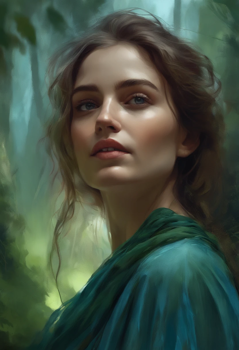 happy girl, centered, looking at the camera, approaching perfection, dynamic, (shades of blue and ((forest green 1.5)))), highly detailed, digital painting, art station, concept art, smooth, sharp focus, illustration, art by Carne Griffiths and Wadim Kashin, detailed face, 4k